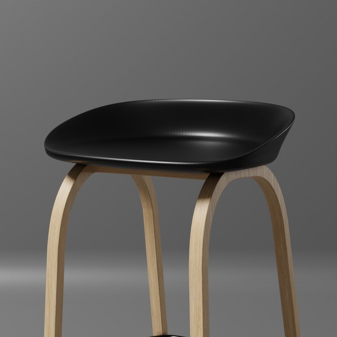 Black bar chair 3D model_2