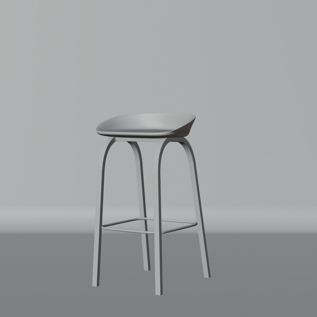 Black bar chair 3D model_4