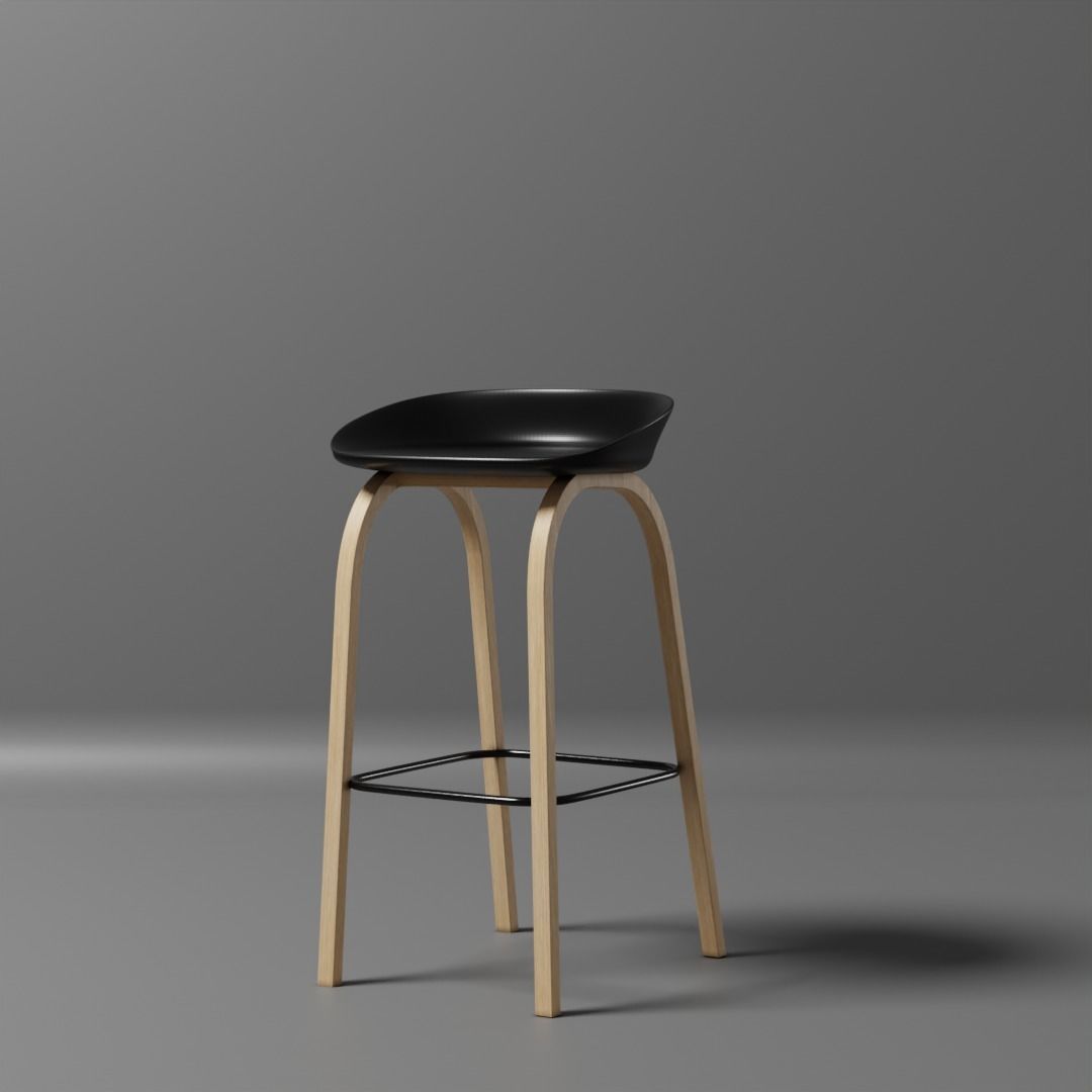 Black bar chair 3D model_1