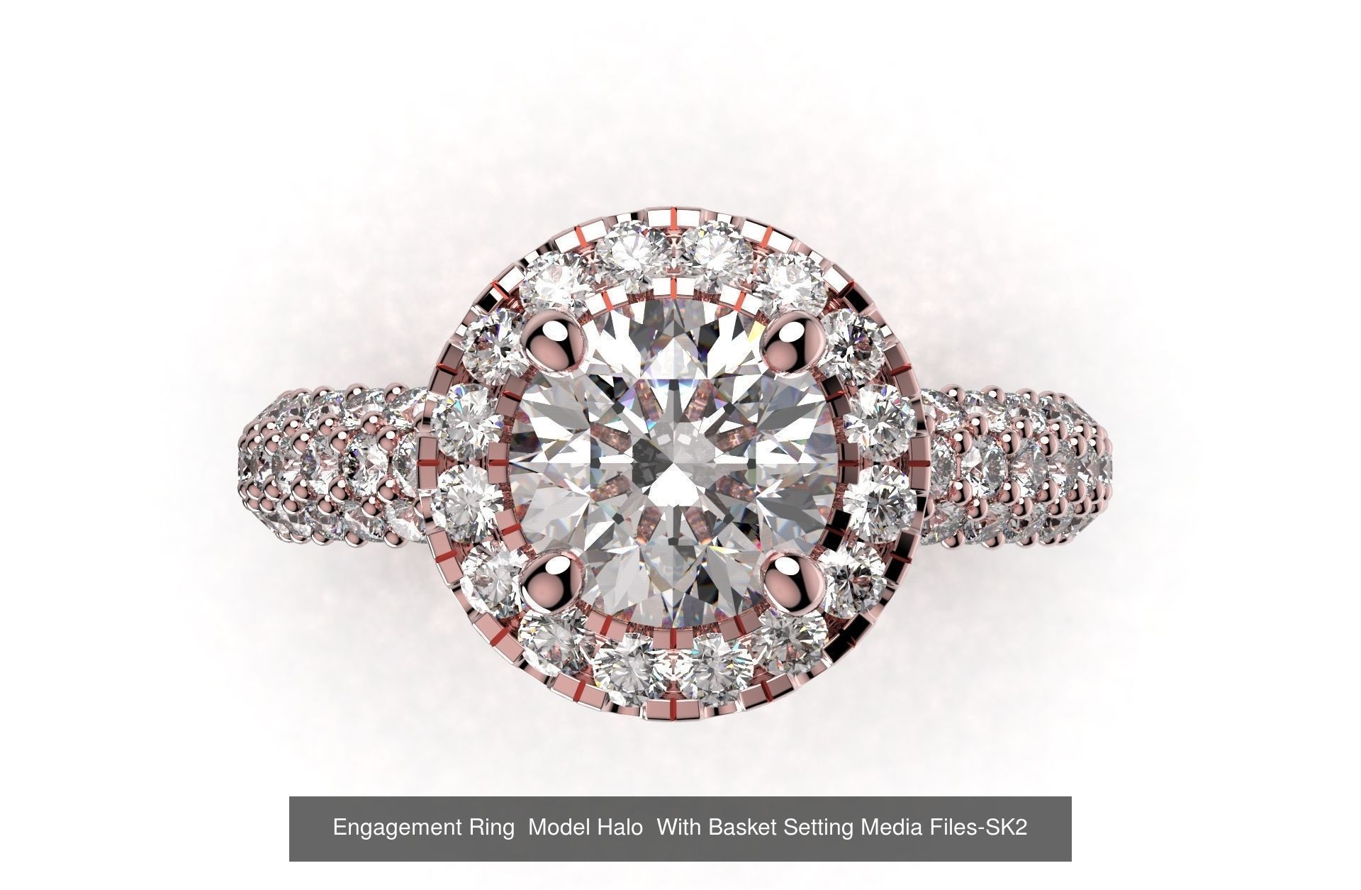 SK2-Engagement Ring 3D Model Halo Settings With Basket Style 3D Model Collection_6