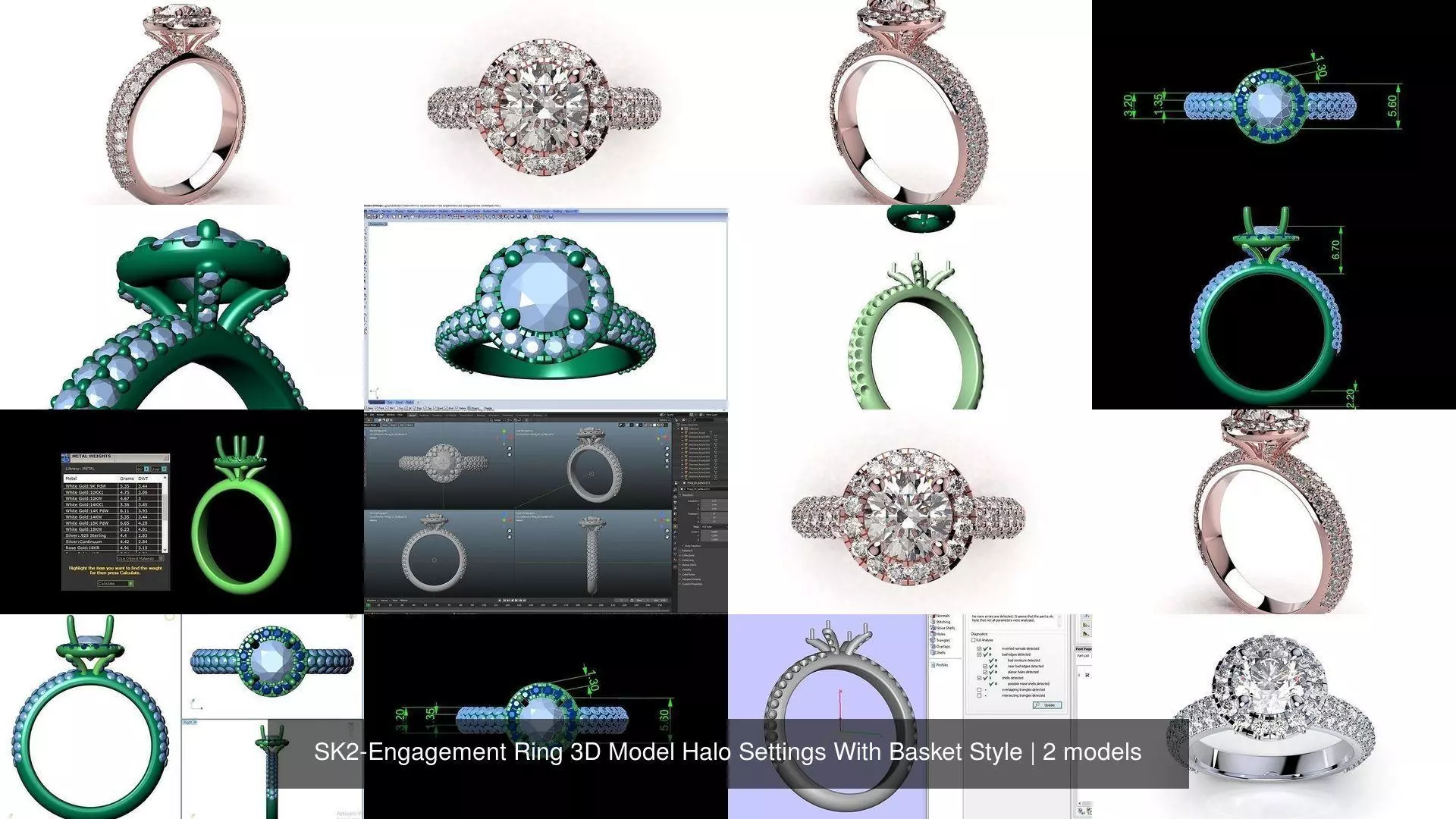 SK2-Engagement Ring 3D Model Halo Settings With Basket Style 3D Model Collection_0