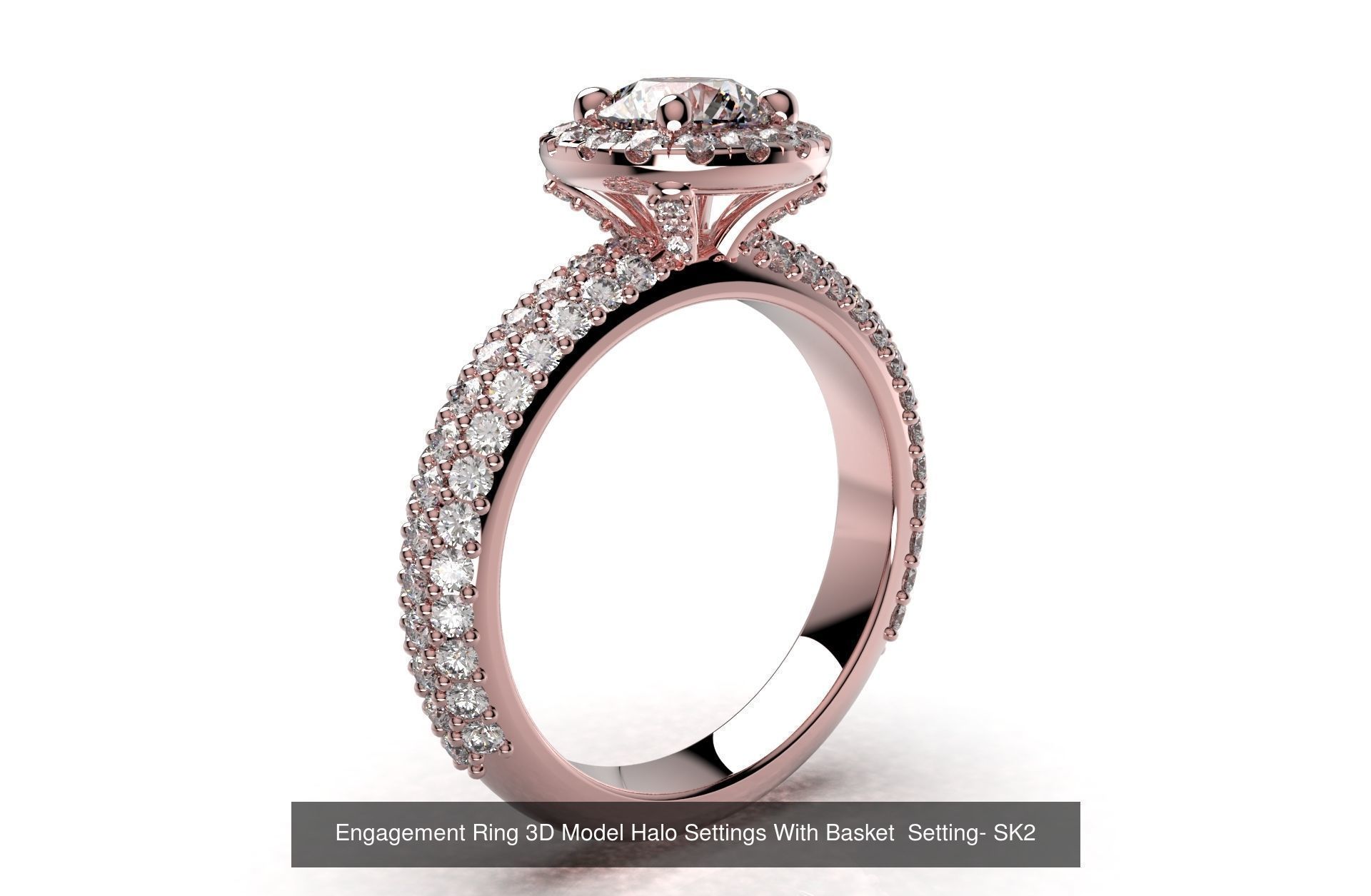 SK2-Engagement Ring 3D Model Halo Settings With Basket Style 3D Model Collection_5