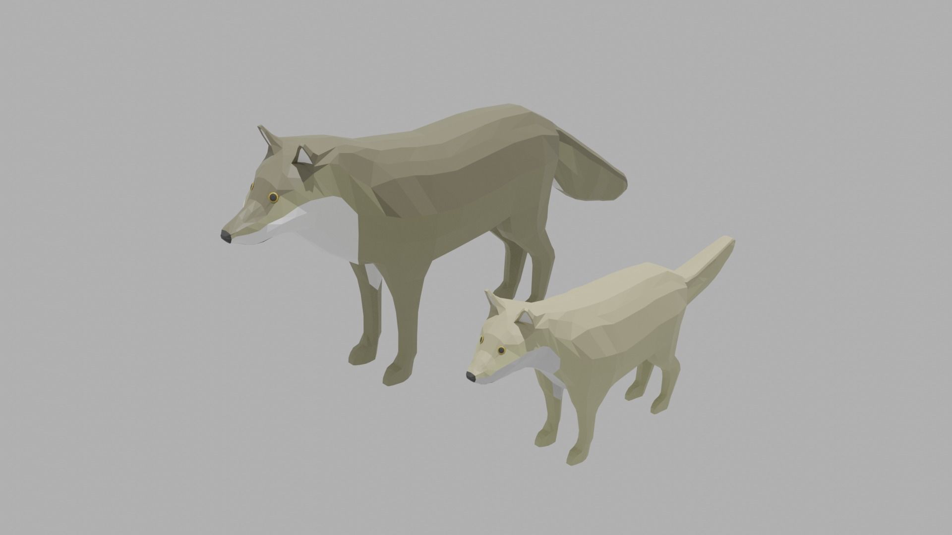 Cartoon Wolf Family  Low-poly 3D model_0