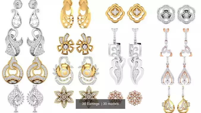 30 Earrings  3D Model Collection