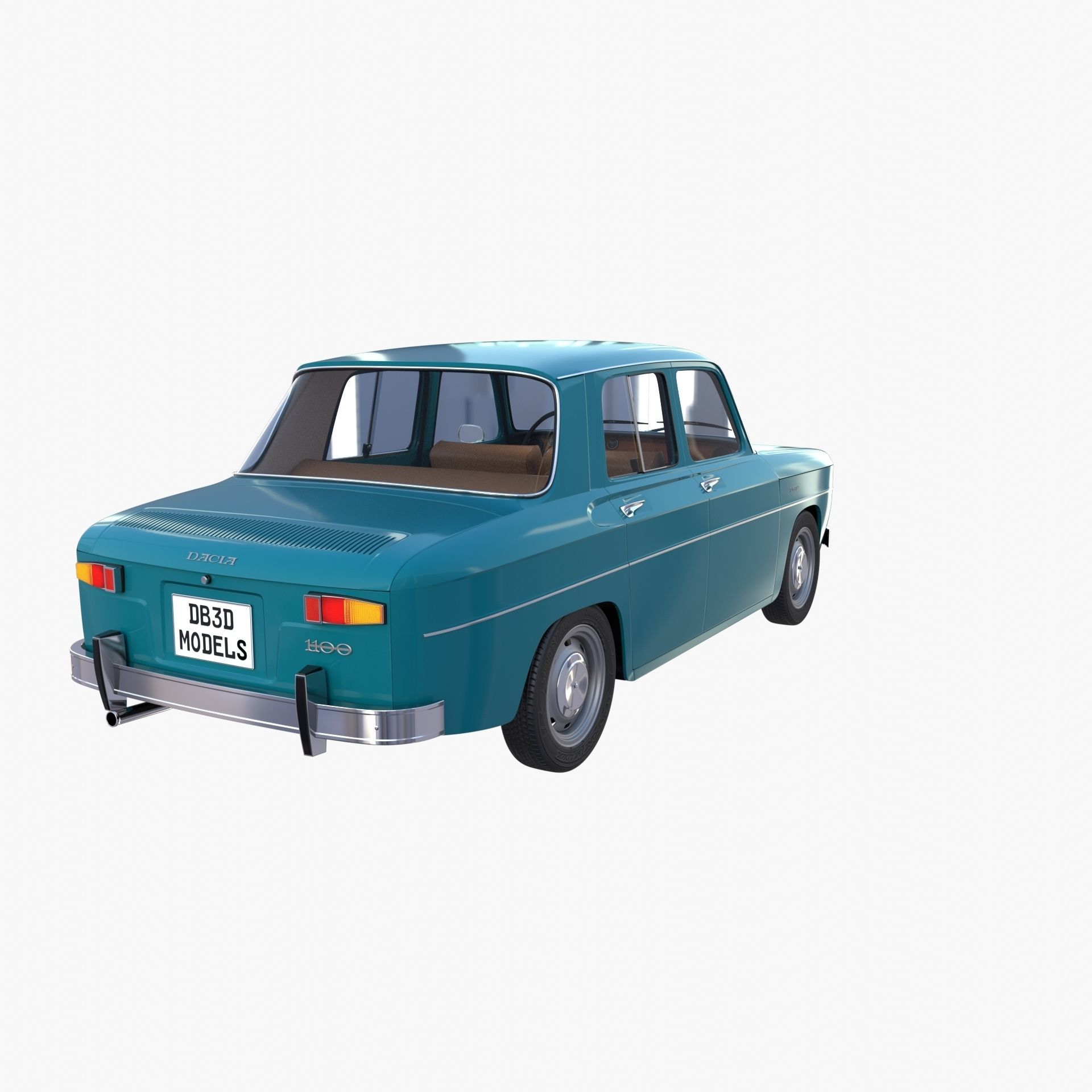 Dacia 1100 with interior Blue 3D model_6