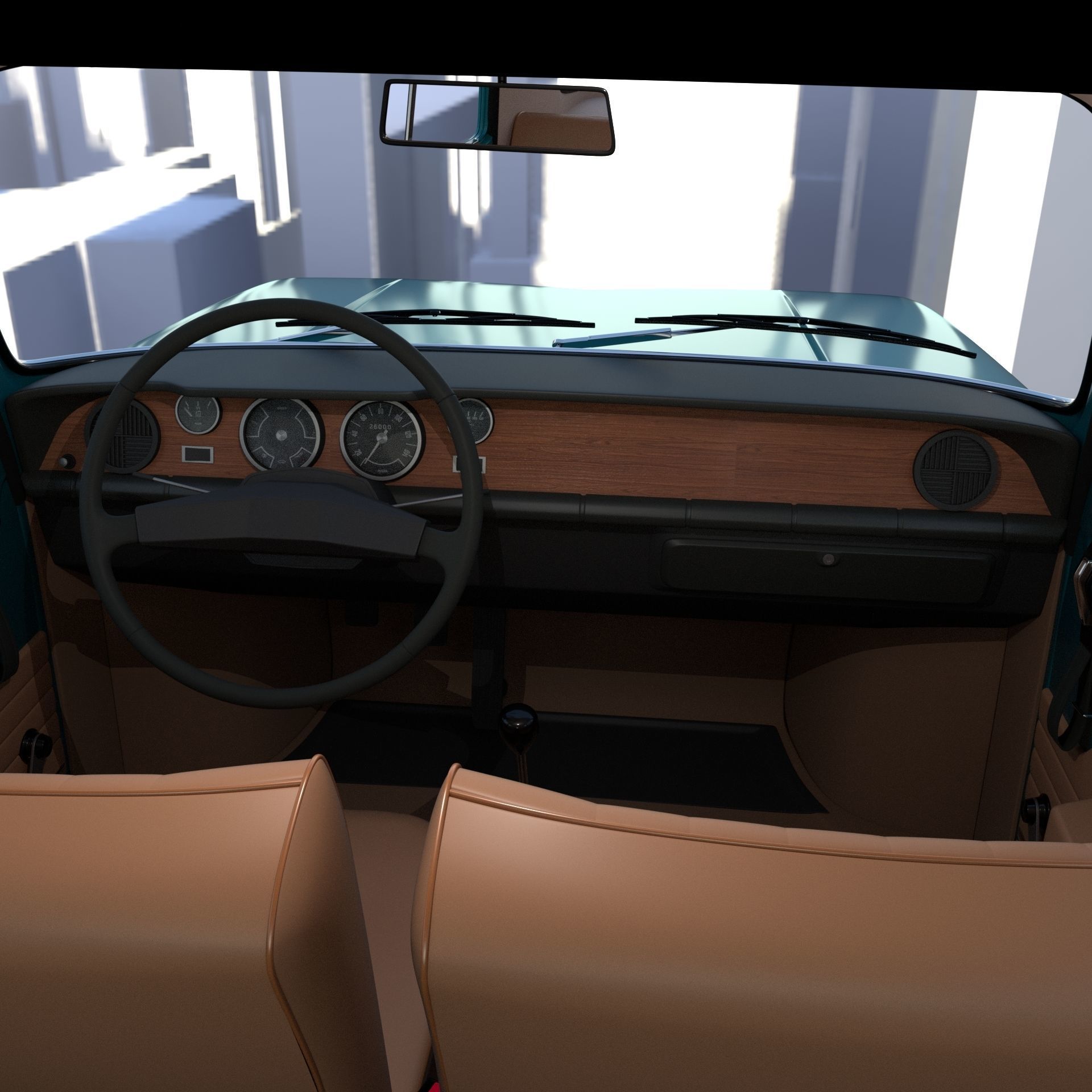 Dacia 1100 with interior Blue 3D model_1