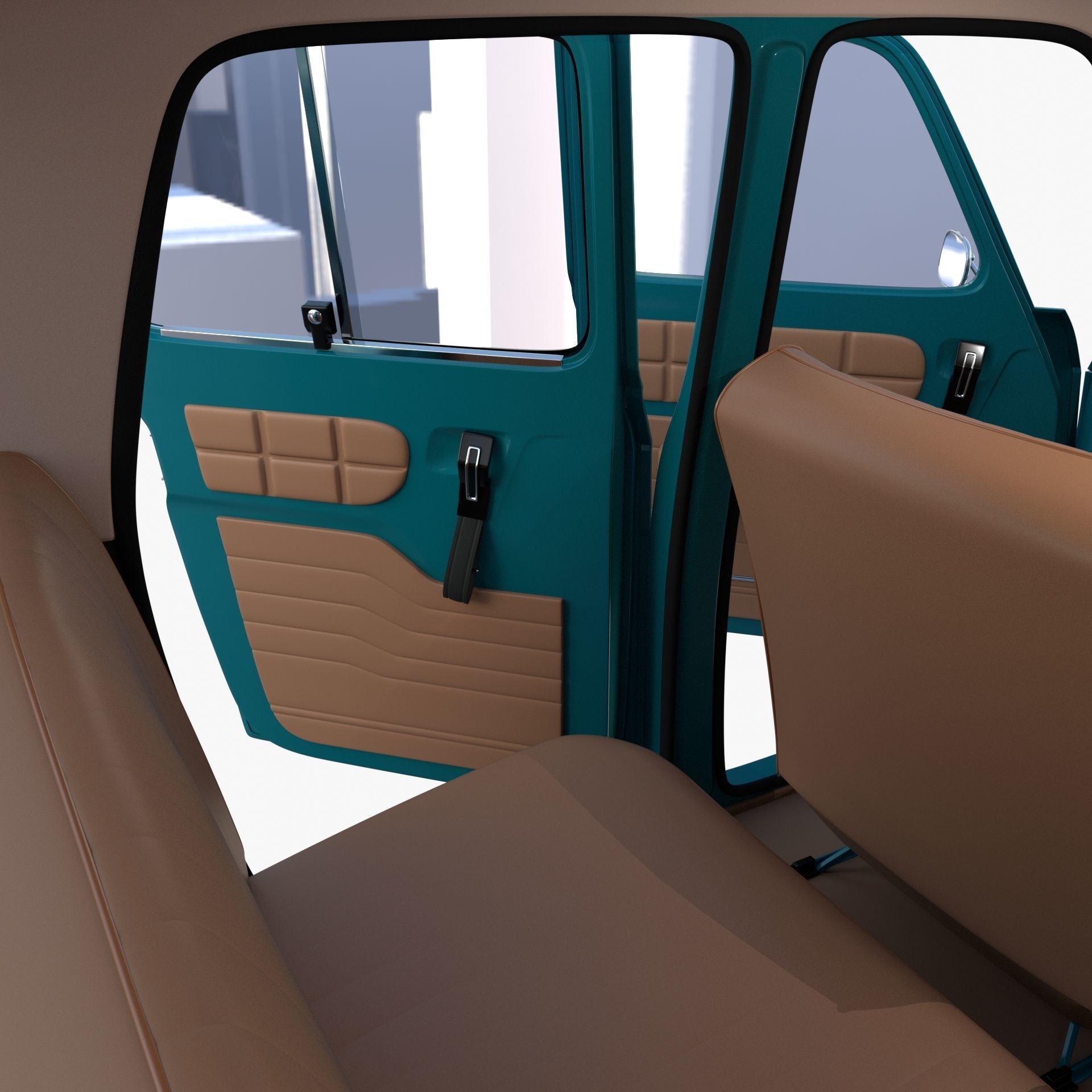 Dacia 1100 with interior Blue 3D model_34