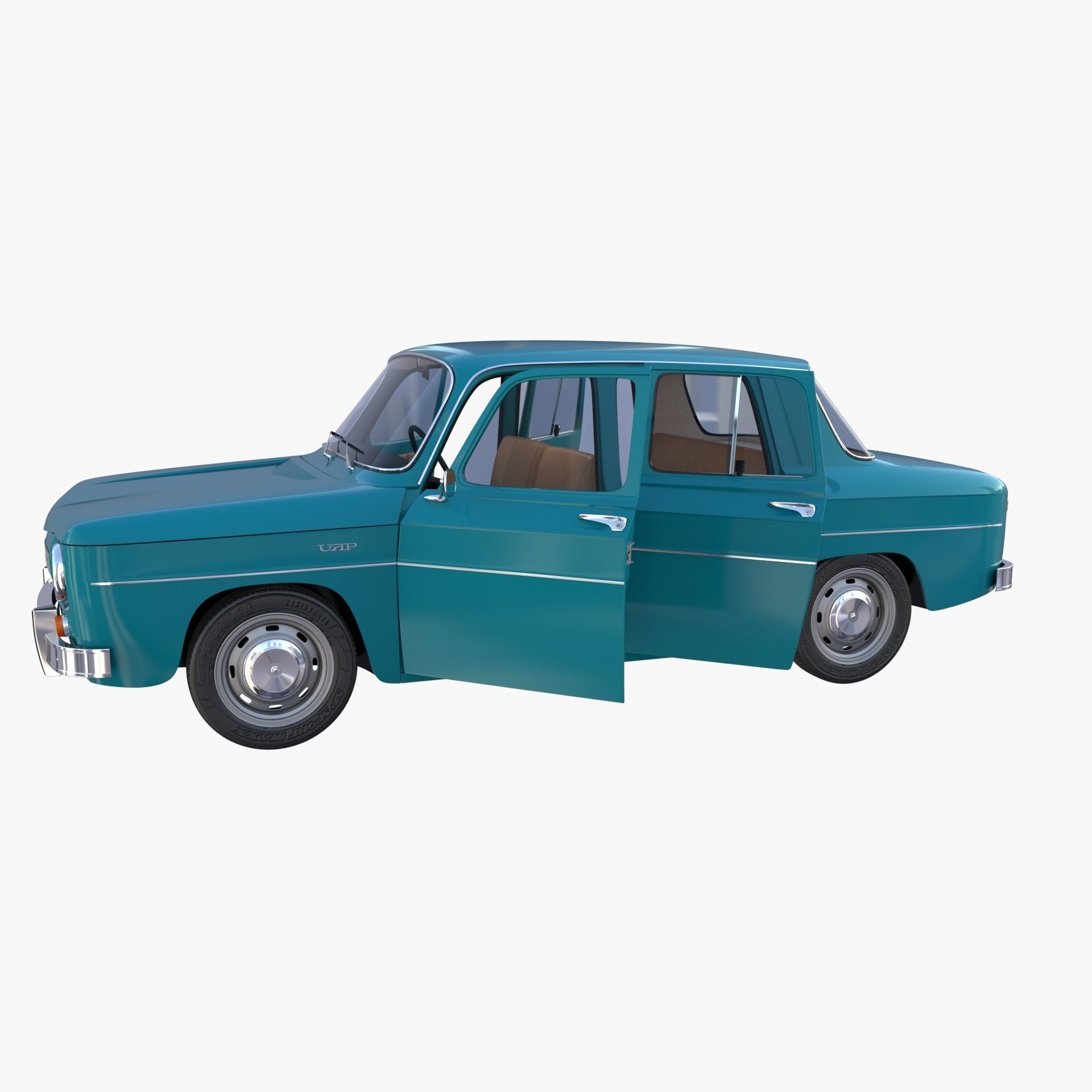 Dacia 1100 with interior Blue 3D model_19