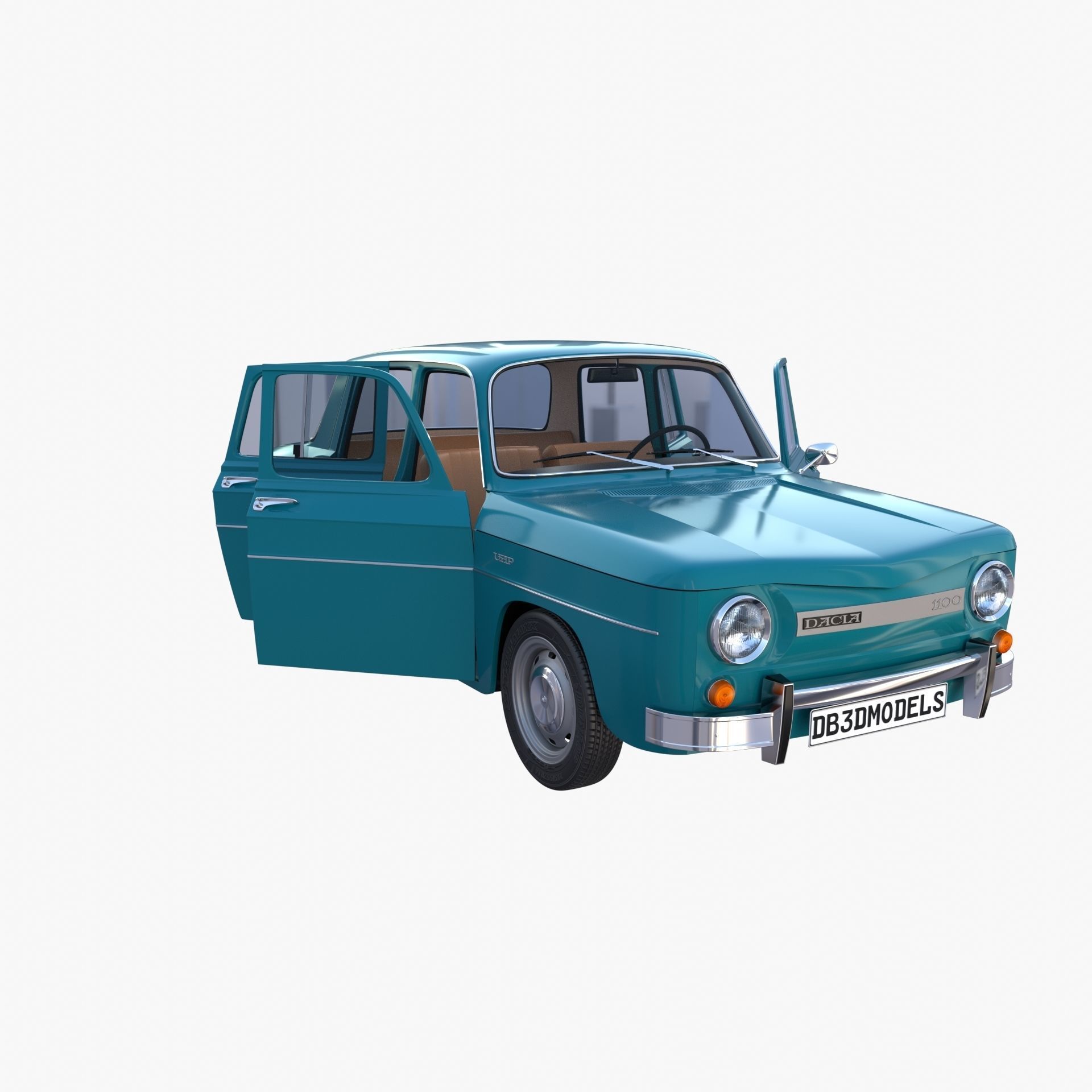 Dacia 1100 with interior Blue 3D model_24