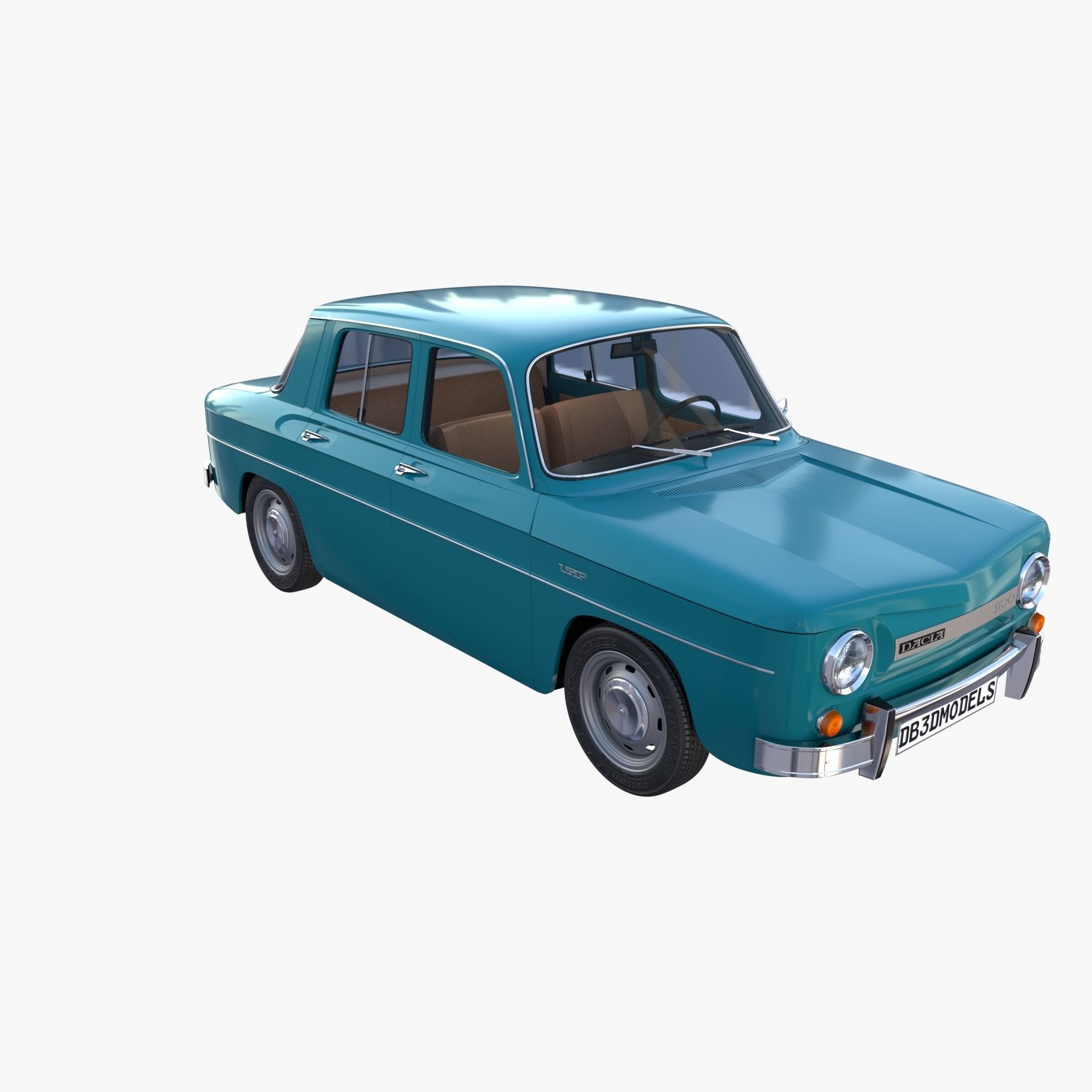 Dacia 1100 with interior Blue 3D model_15