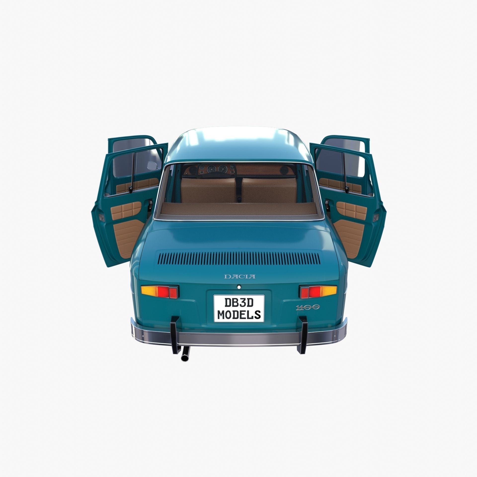 Dacia 1100 with interior Blue 3D model_28