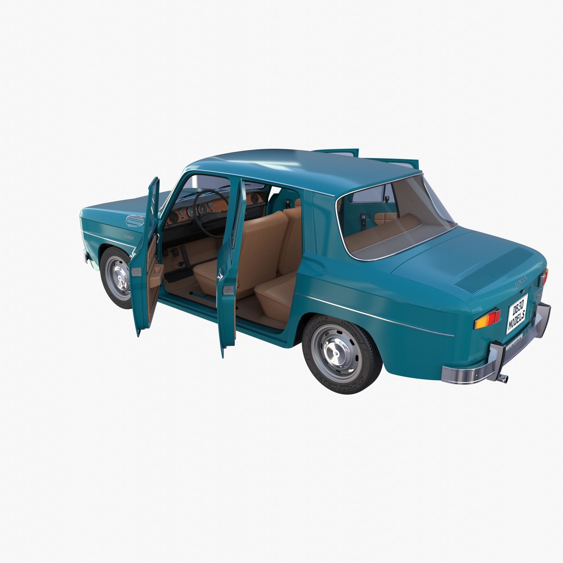 Dacia 1100 with interior Blue 3D model_27