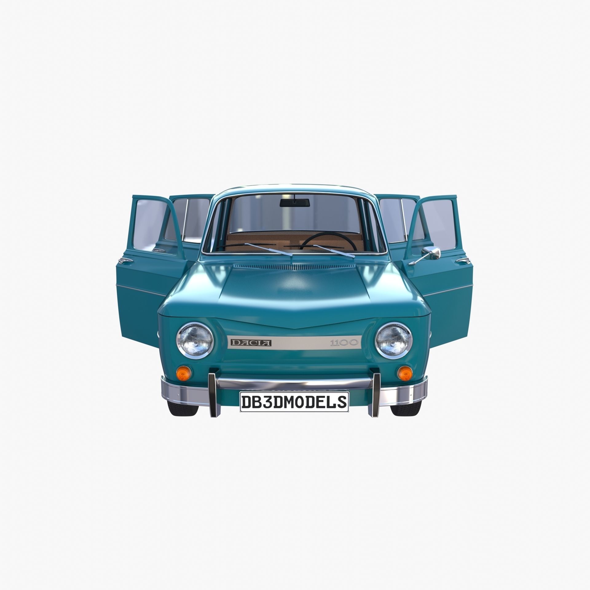 Dacia 1100 with interior Blue 3D model_18