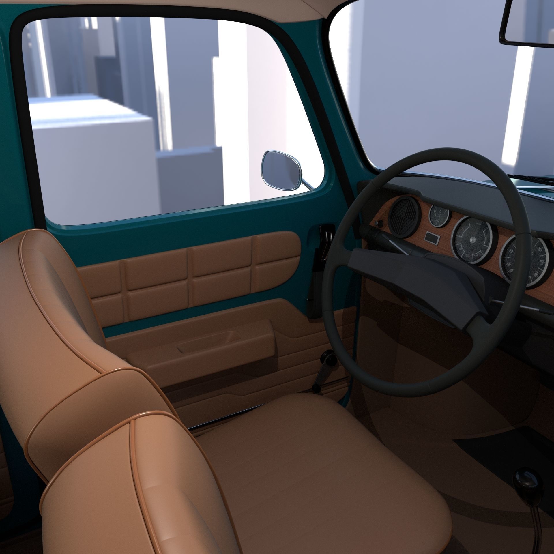 Dacia 1100 with interior Blue 3D model_17