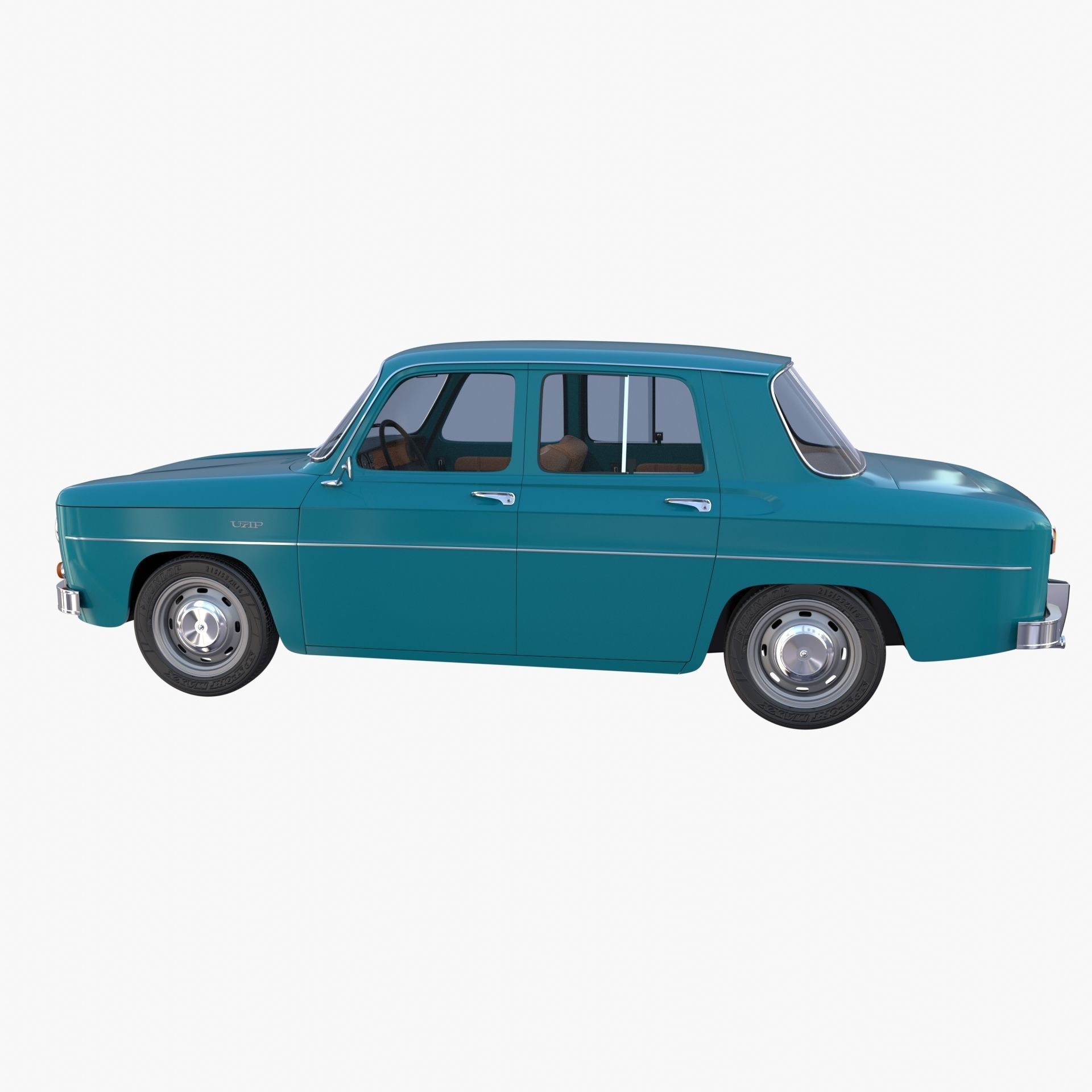 Dacia 1100 with interior Blue 3D model_4