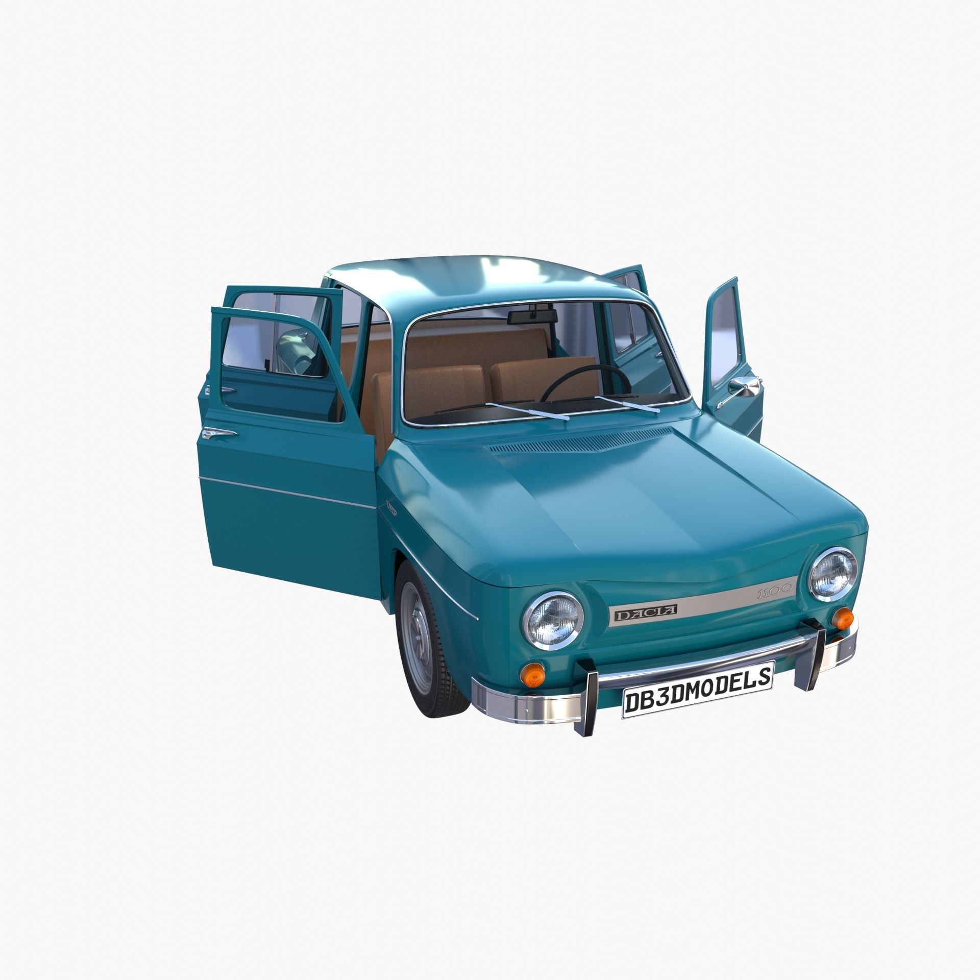 Dacia 1100 with interior Blue 3D model_30