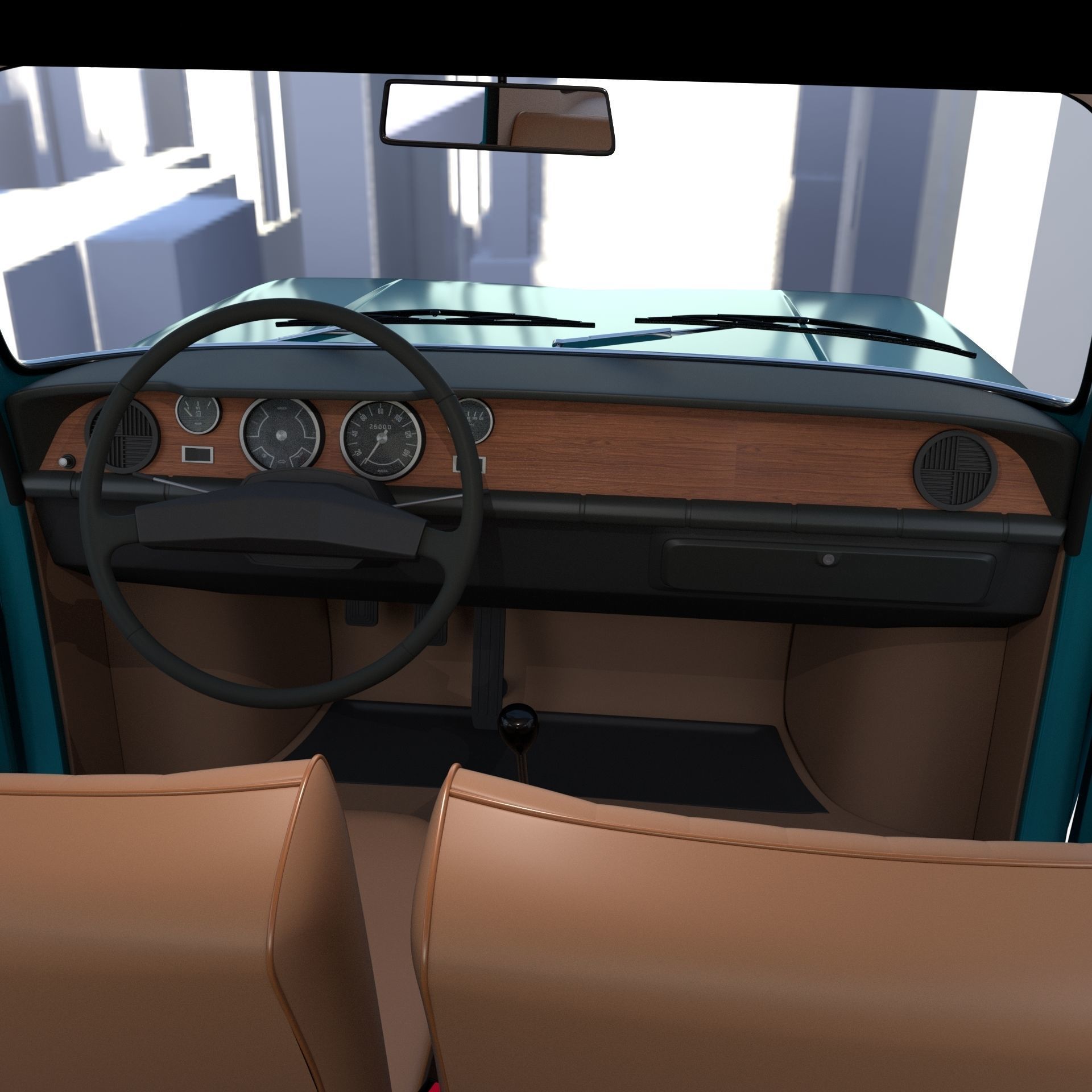 Dacia 1100 with interior Blue 3D model_33