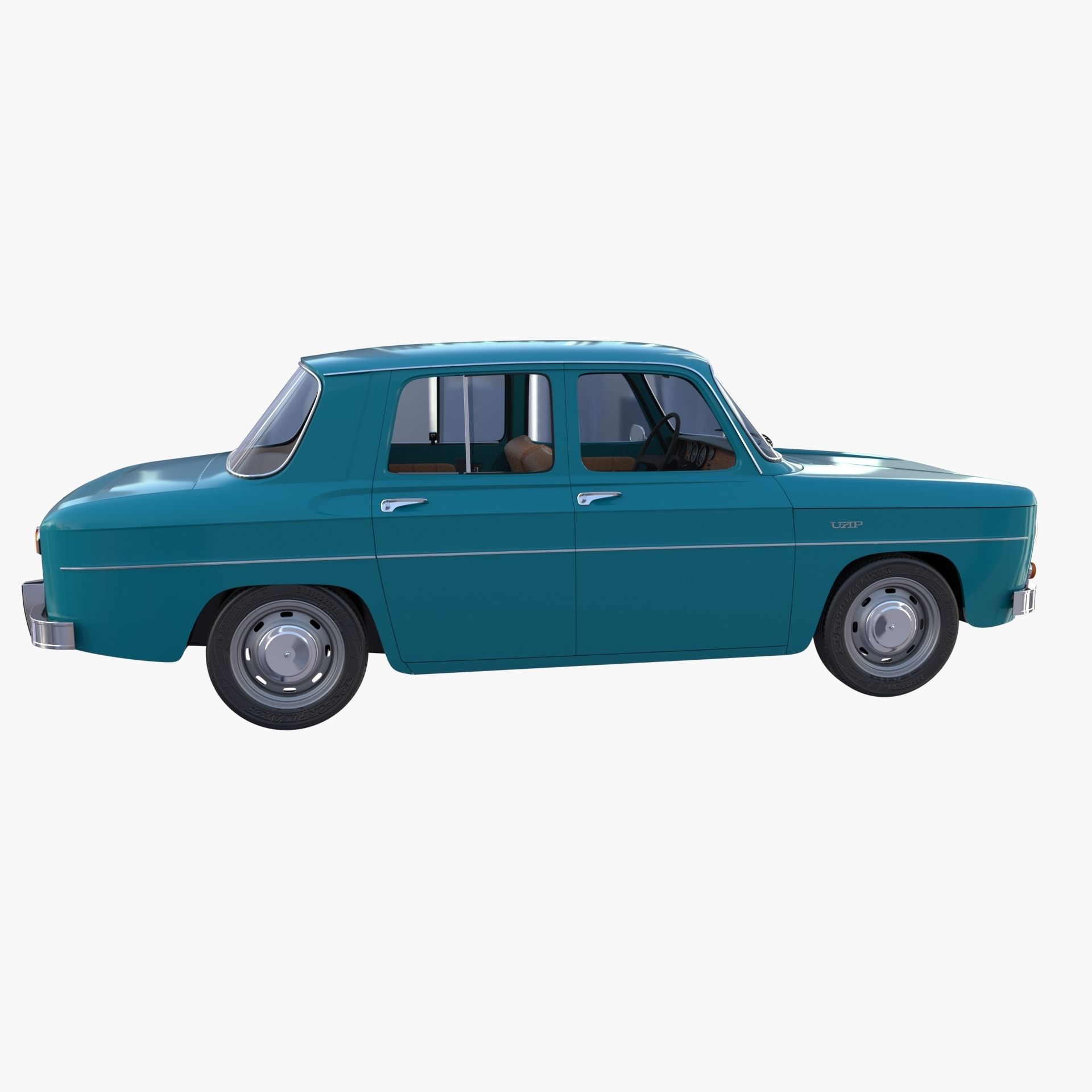 Dacia 1100 with interior Blue 3D model_7