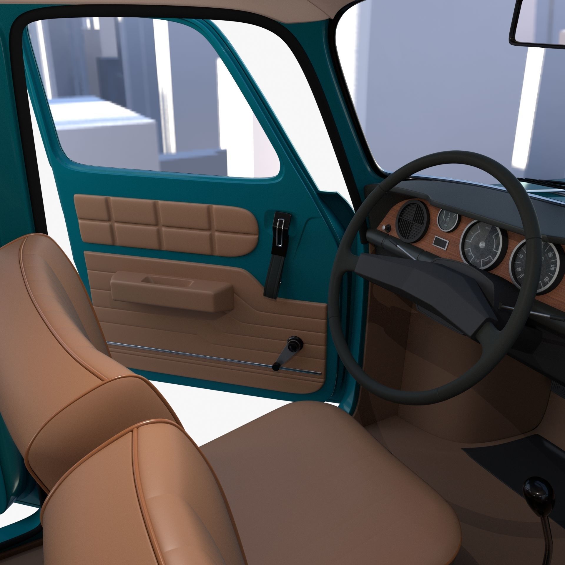 Dacia 1100 with interior Blue 3D model_32