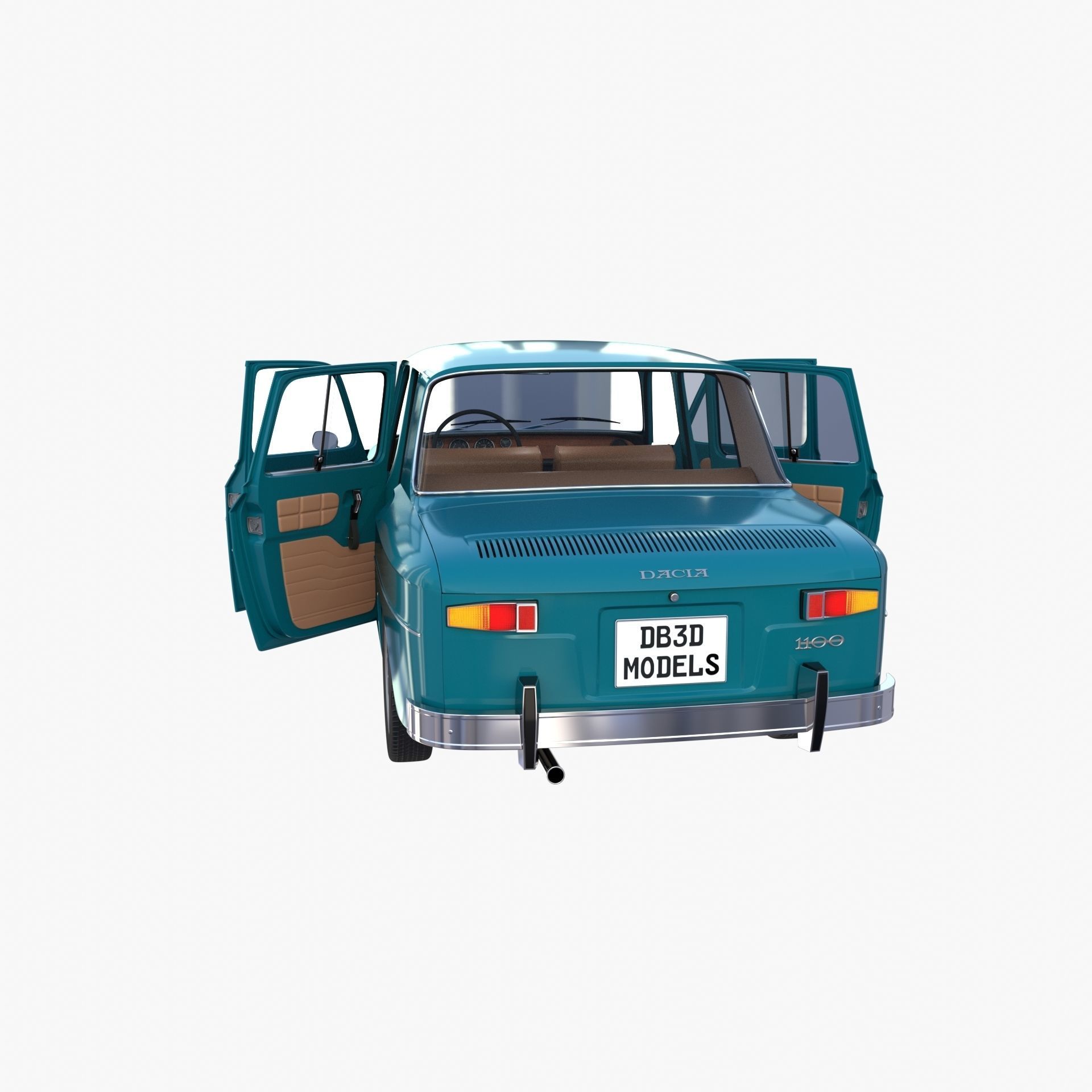Dacia 1100 with interior Blue 3D model_21
