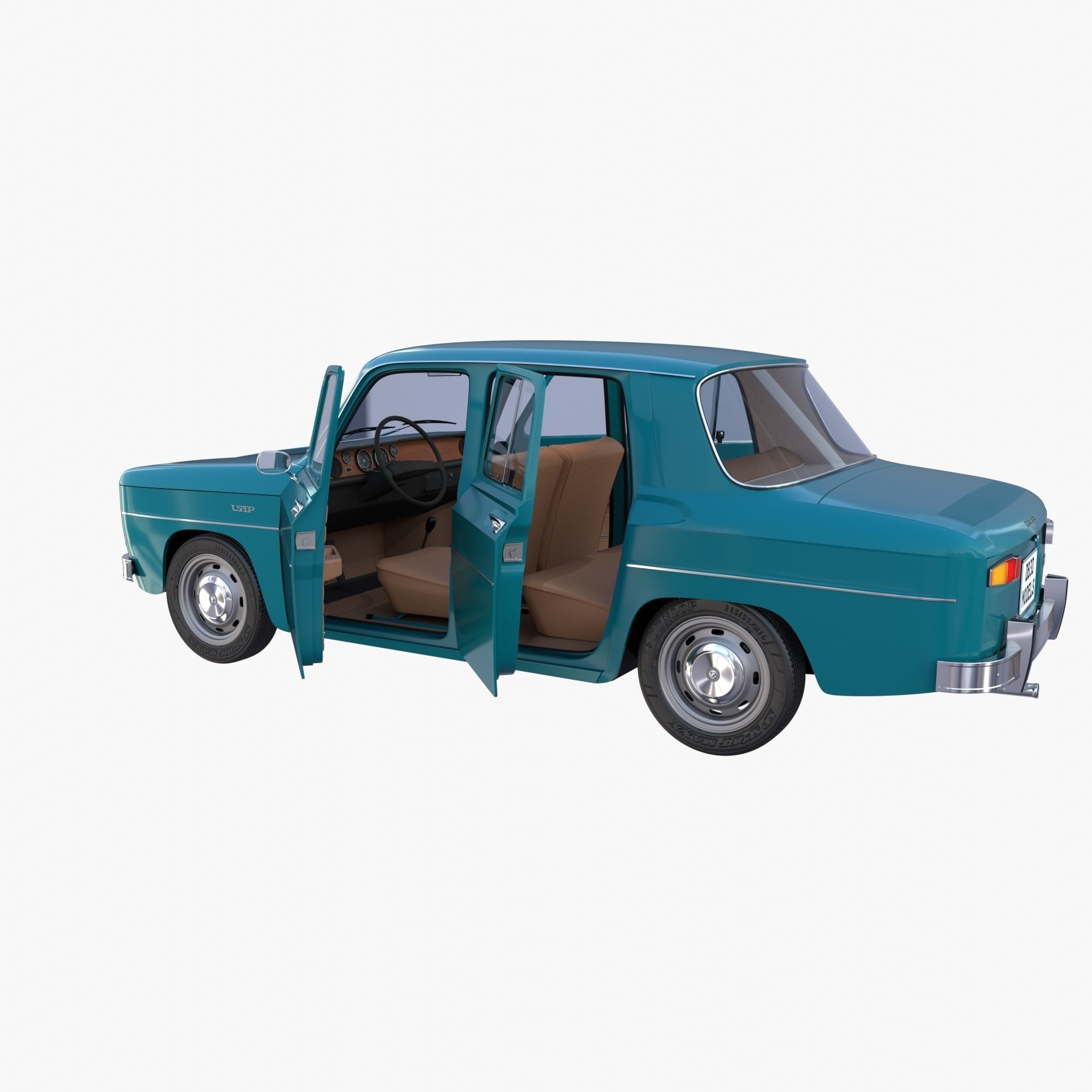 Dacia 1100 with interior Blue 3D model_20