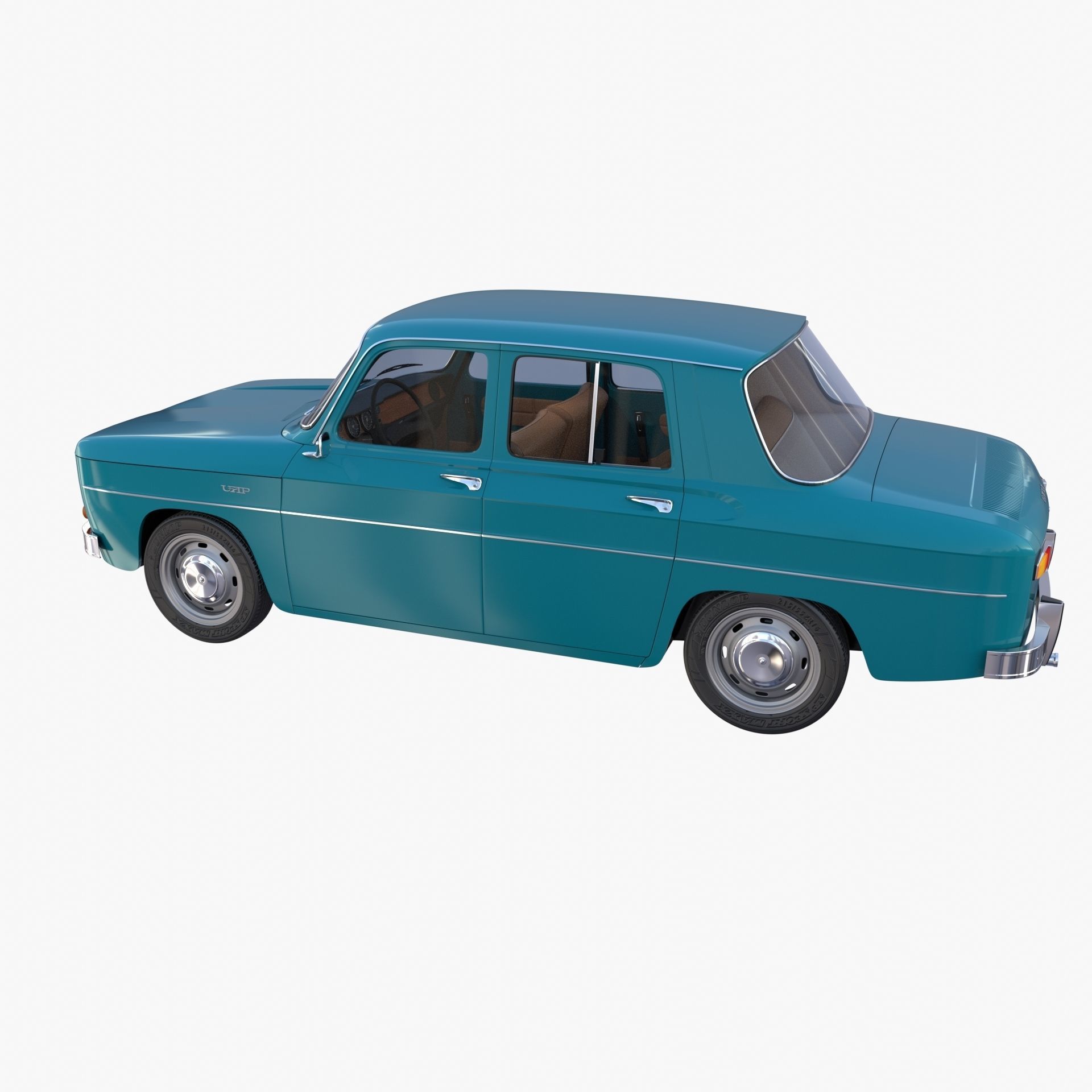 Dacia 1100 with interior Blue 3D model_11
