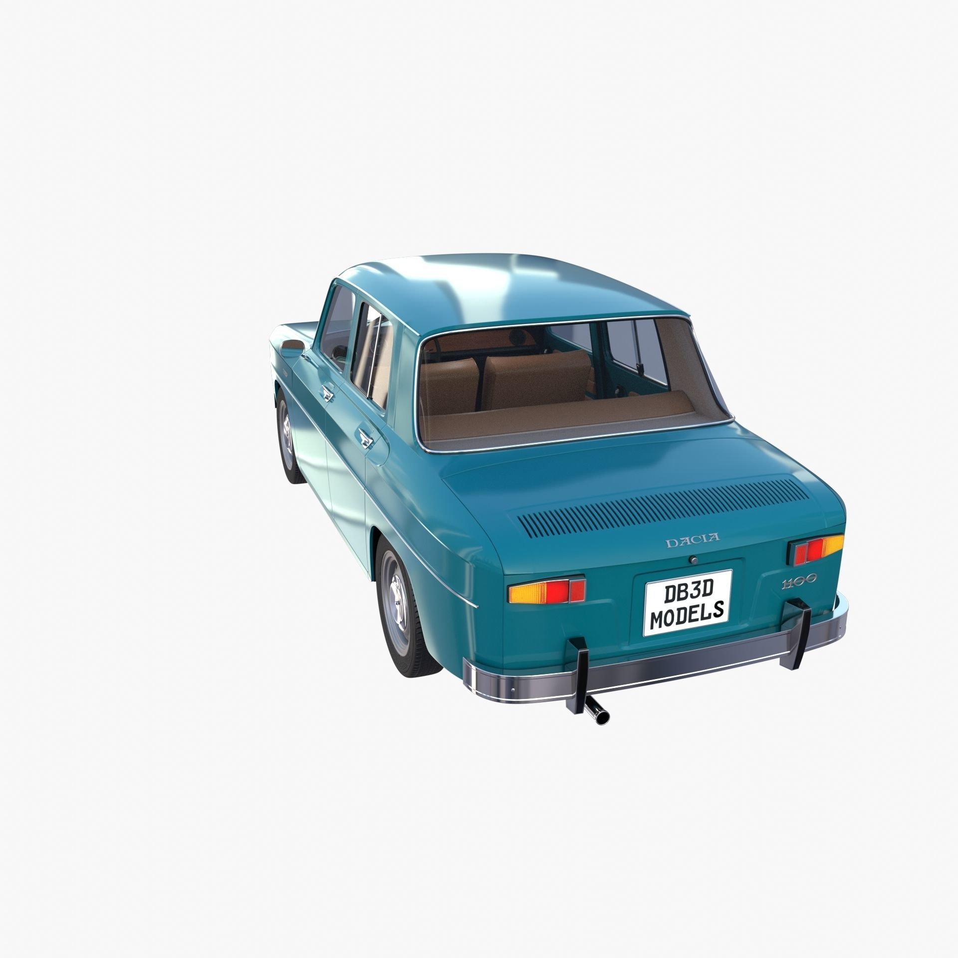 Dacia 1100 with interior Blue 3D model_12
