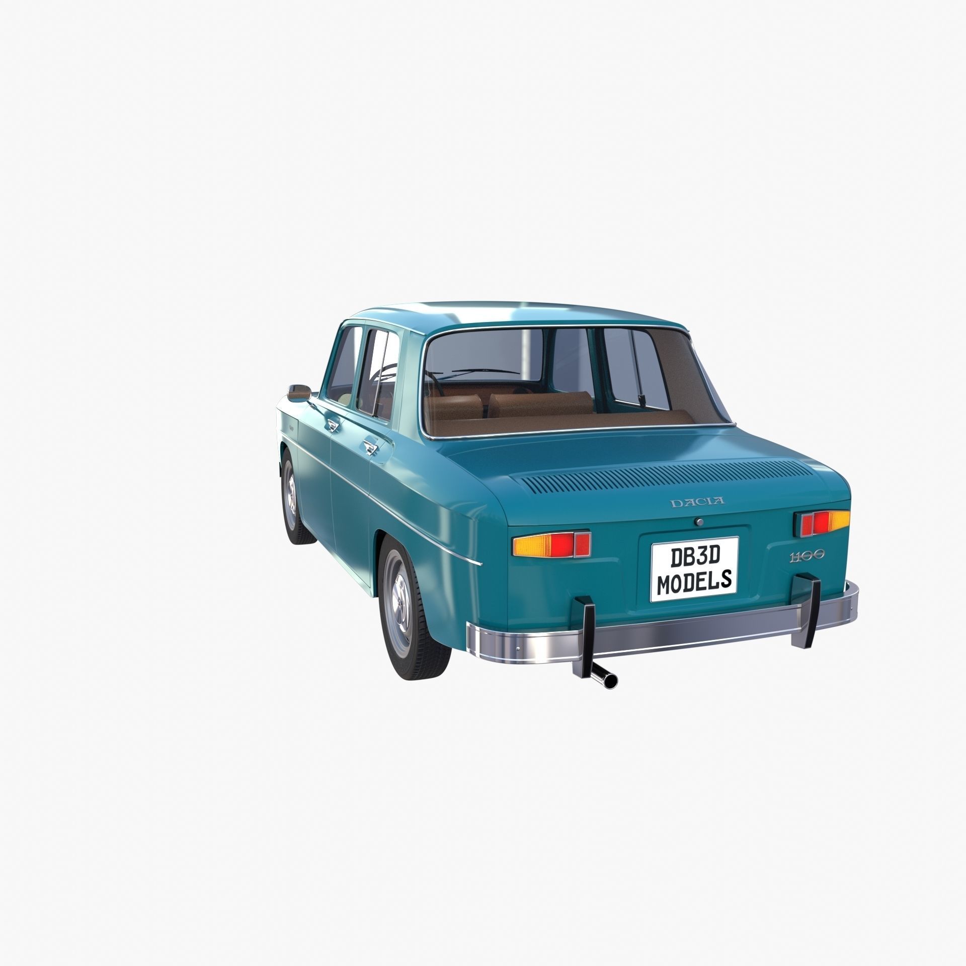 Dacia 1100 with interior Blue 3D model_5