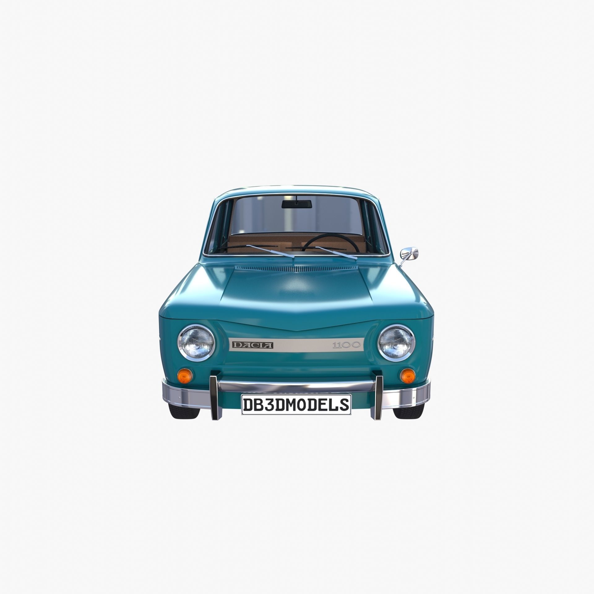 Dacia 1100 with interior Blue 3D model_2