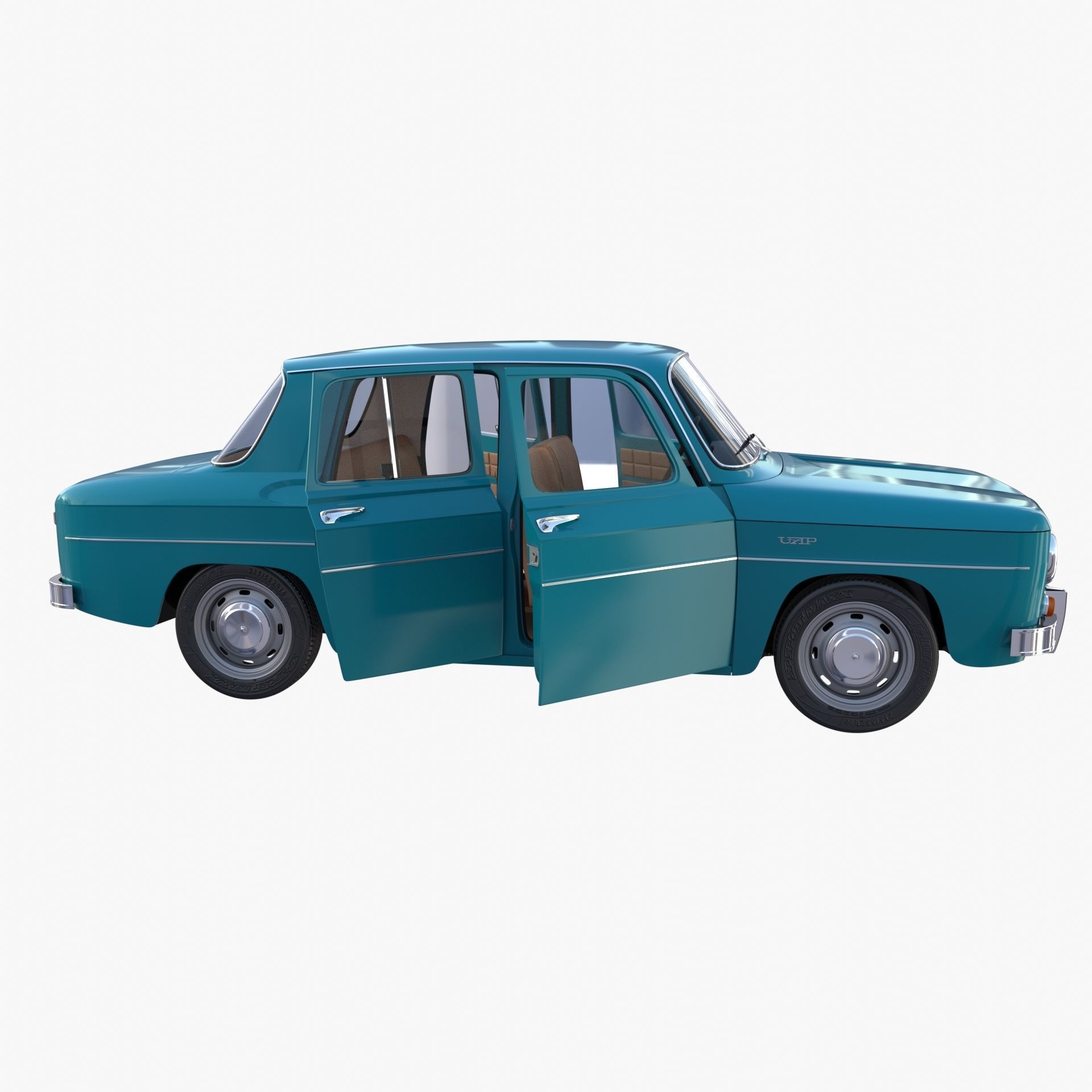 Dacia 1100 with interior Blue 3D model_23