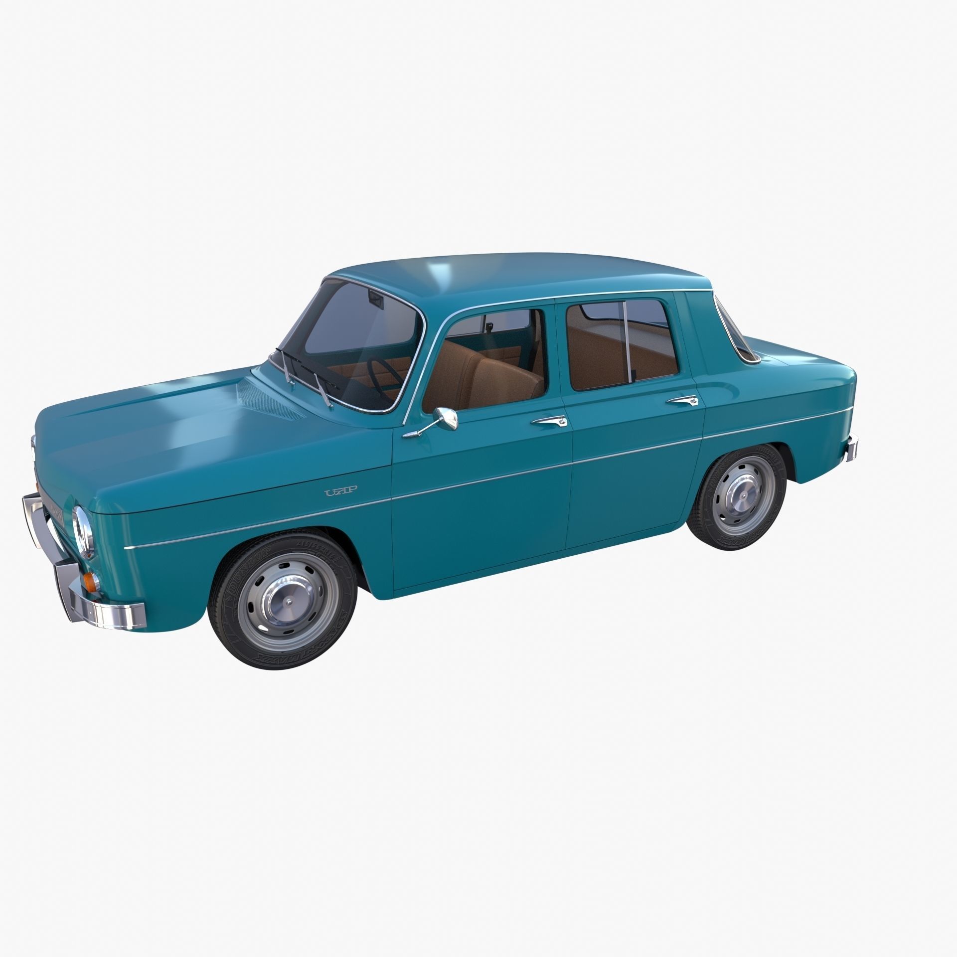 Dacia 1100 with interior Blue 3D model_10