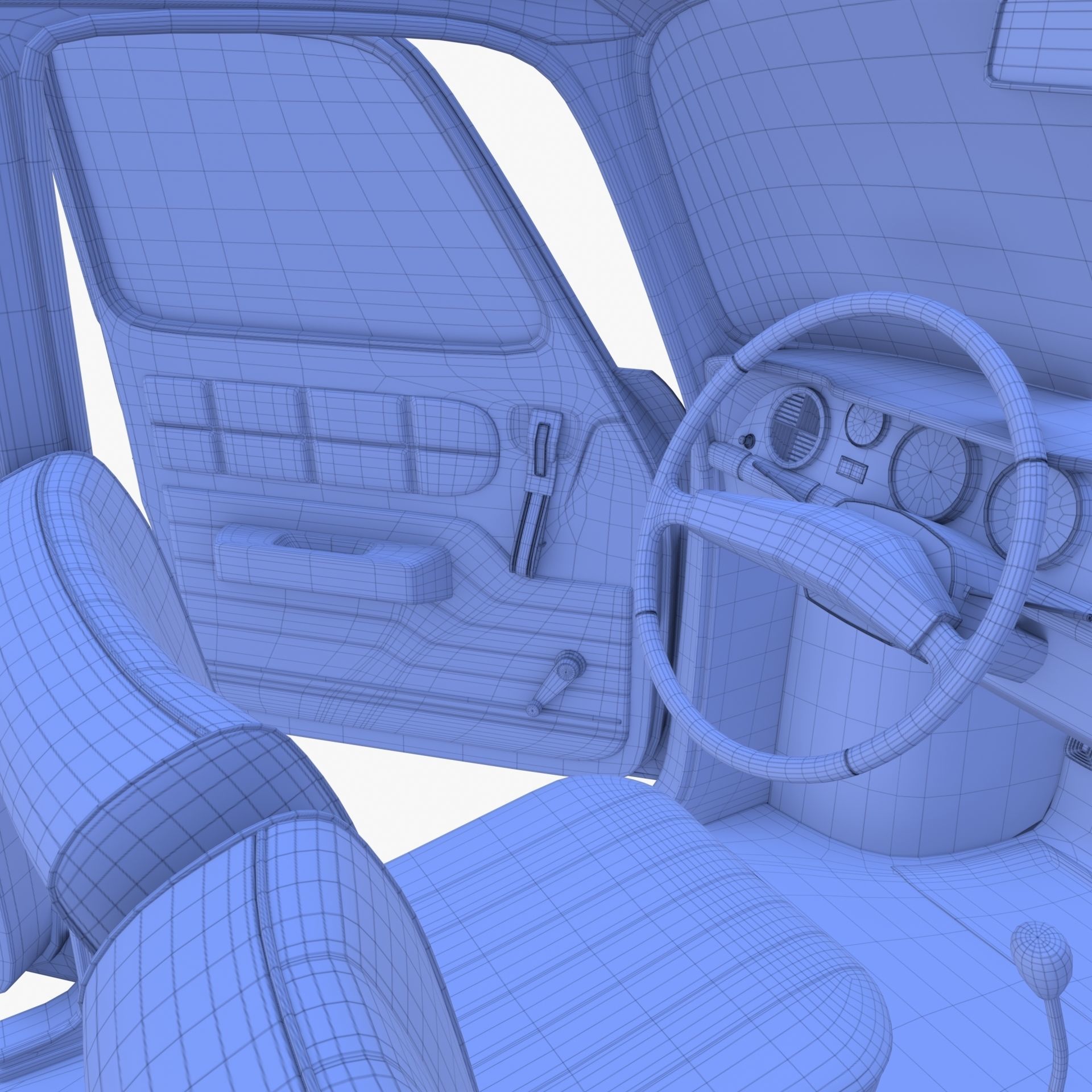 Dacia 1100 with interior Blue 3D model_38