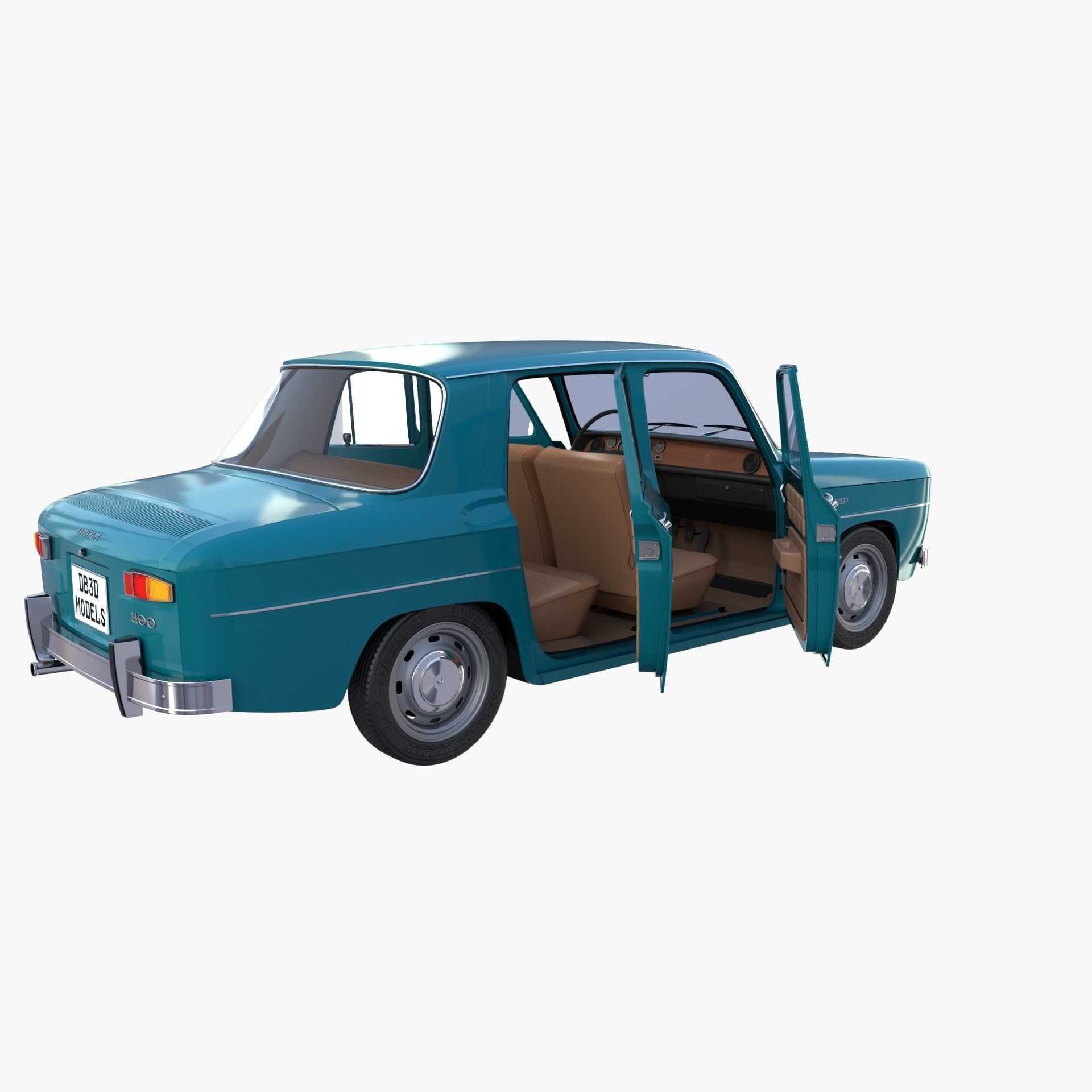 Dacia 1100 with interior Blue 3D model_22
