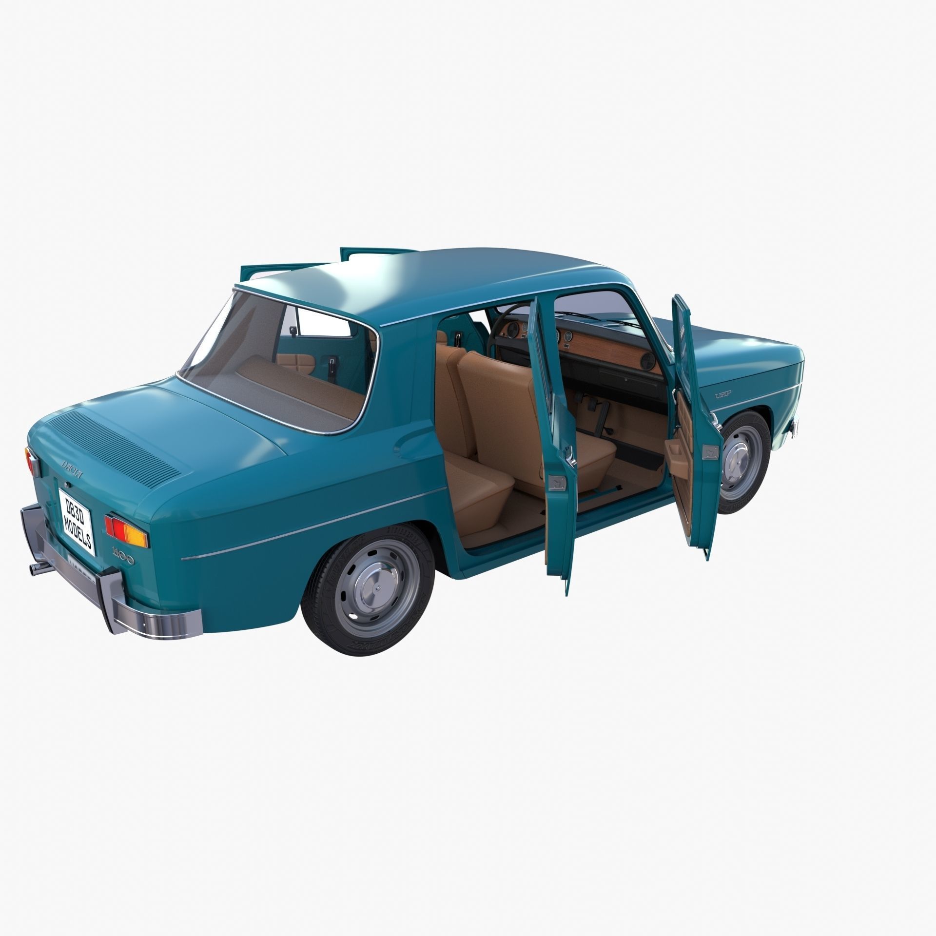 Dacia 1100 with interior Blue 3D model_29