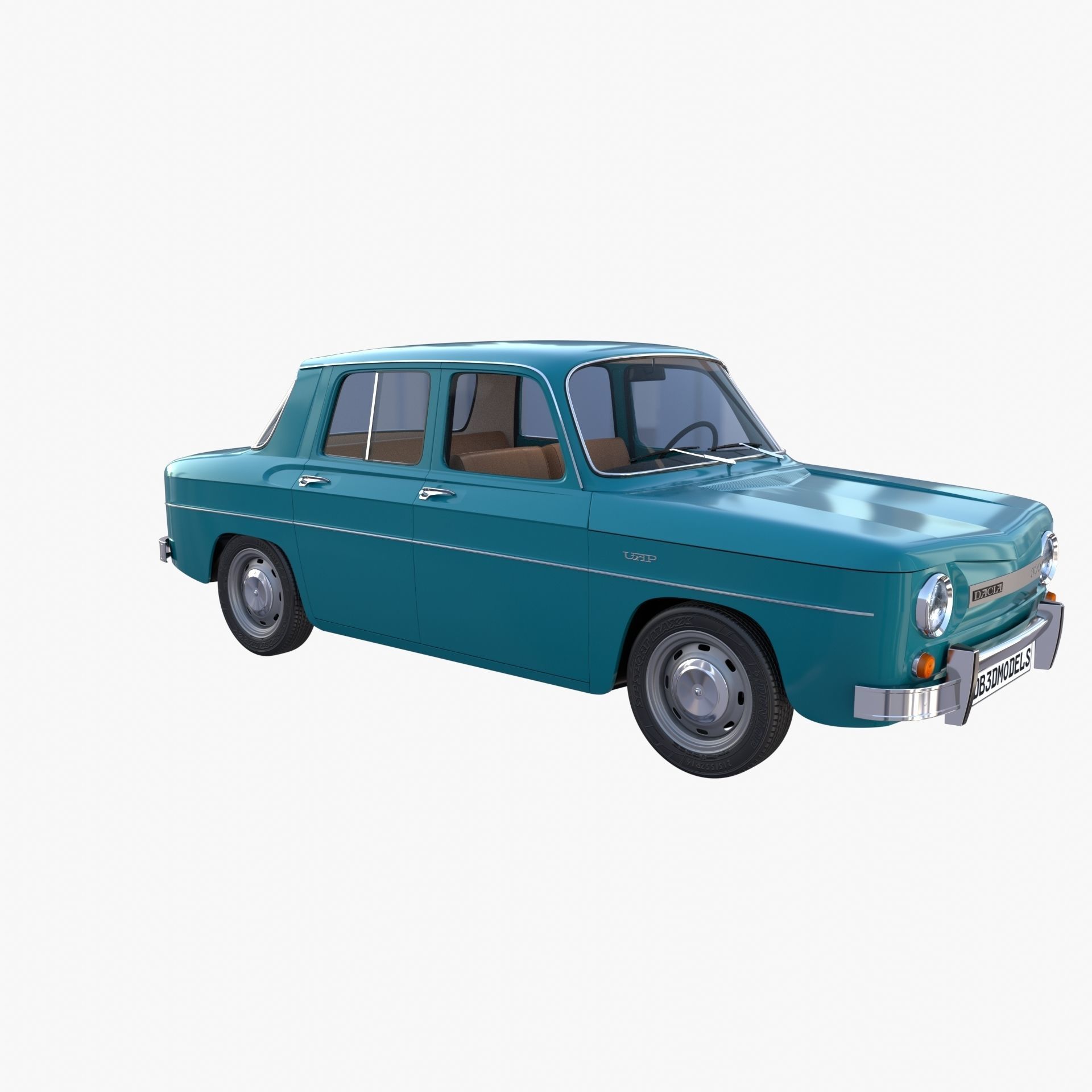 Dacia 1100 with interior Blue 3D model_8