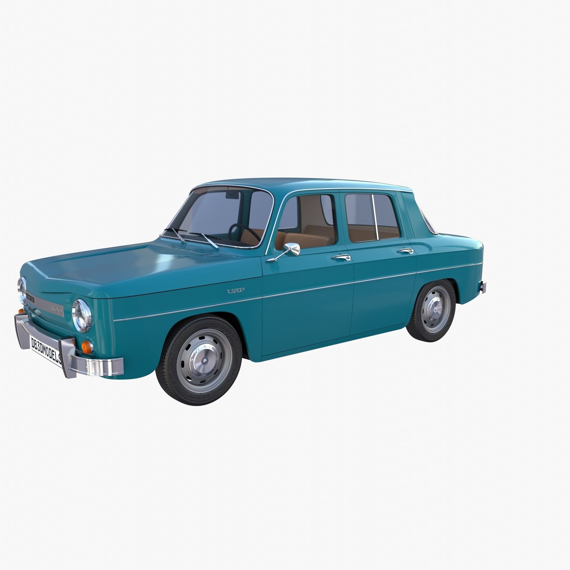 Dacia 1100 with interior Blue 3D model_3