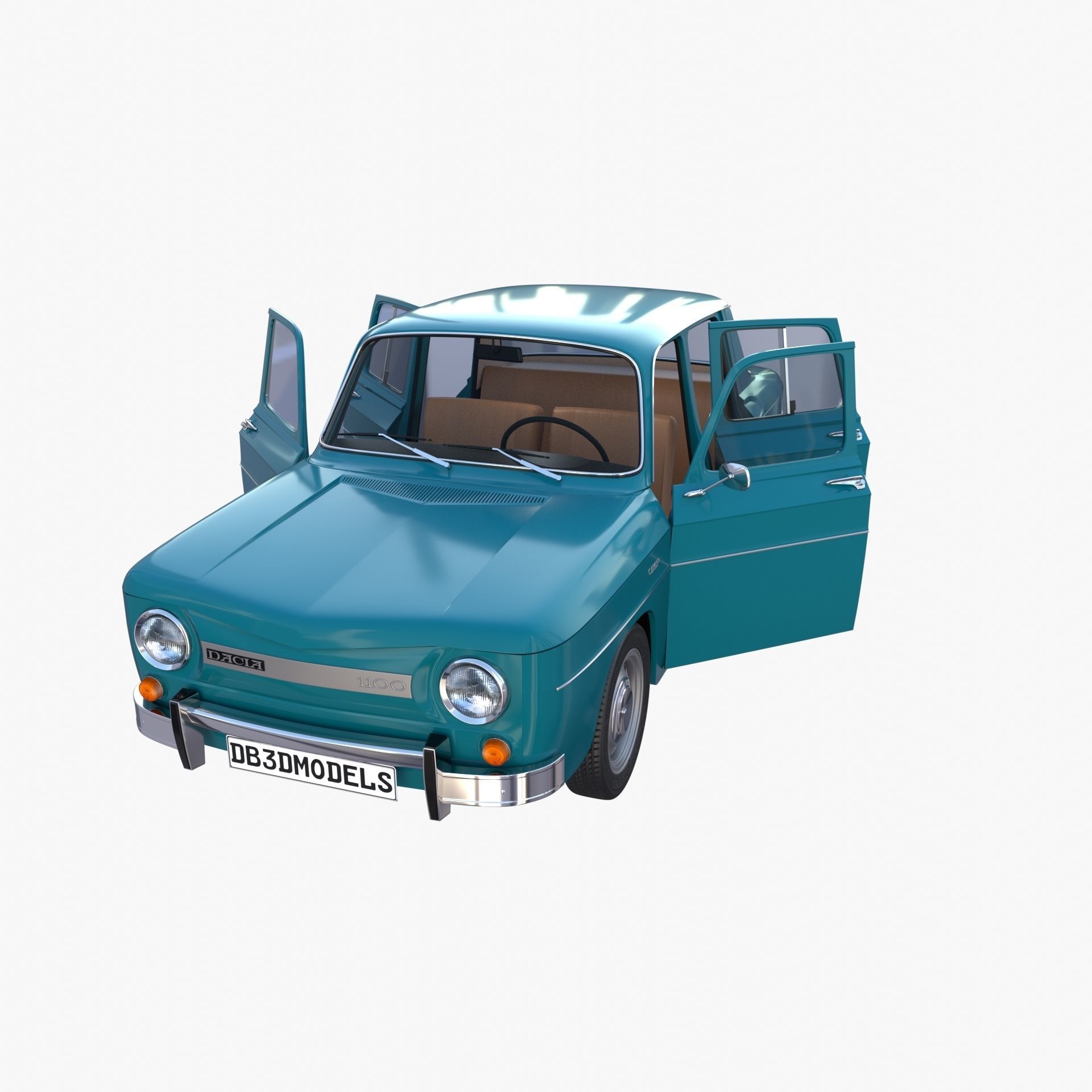 Dacia 1100 with interior Blue 3D model_25