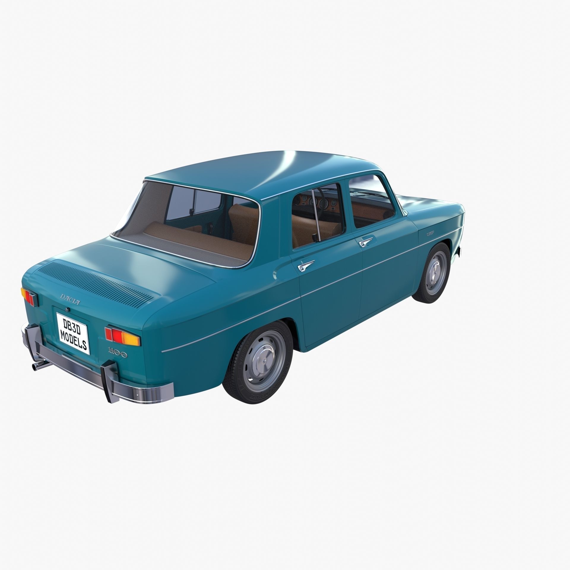 Dacia 1100 with interior Blue 3D model_13