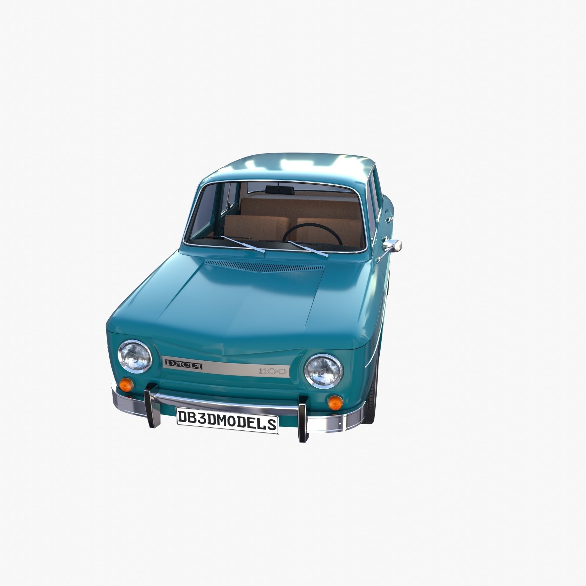 Dacia 1100 with interior Blue 3D model_9