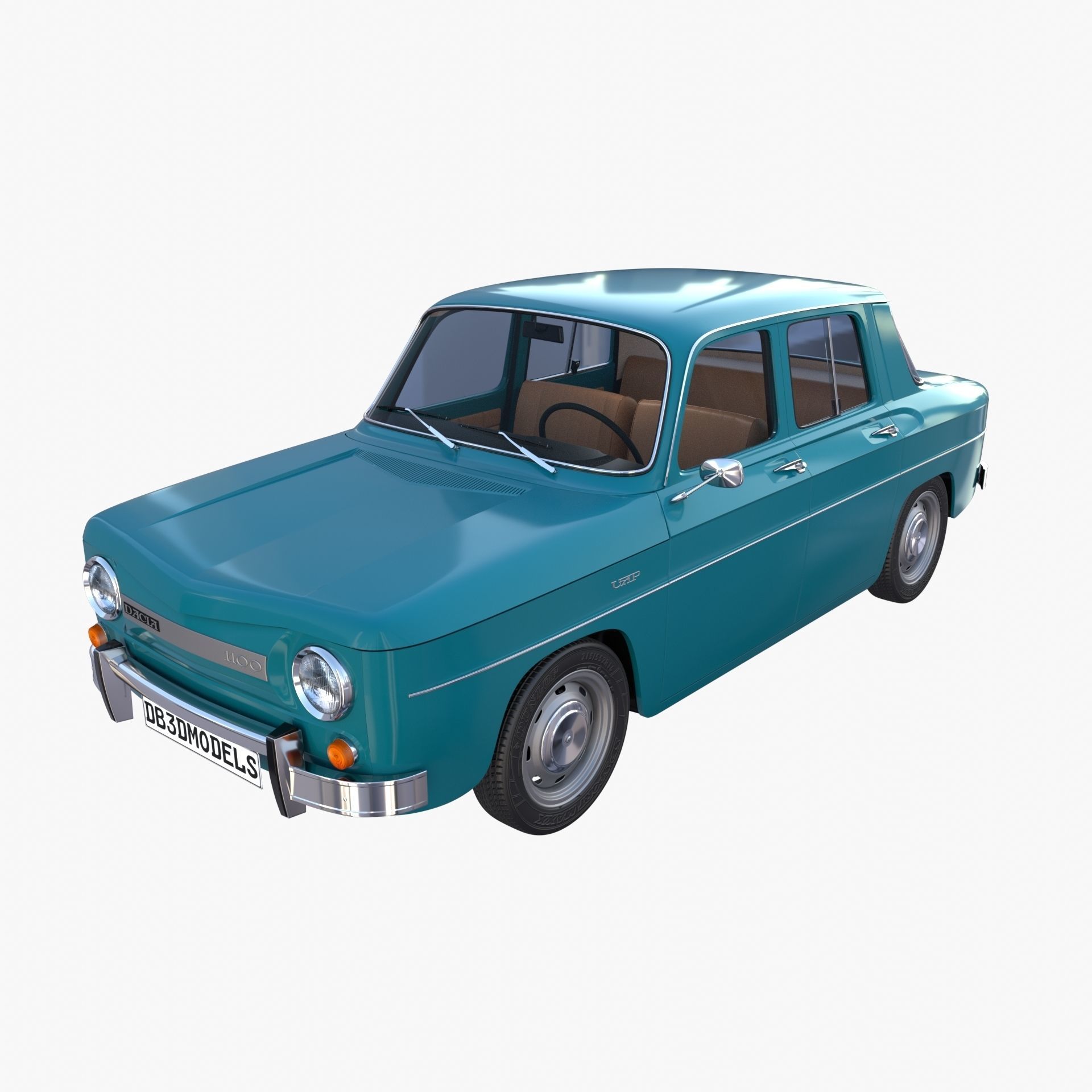 Dacia 1100 with interior Blue 3D model_16