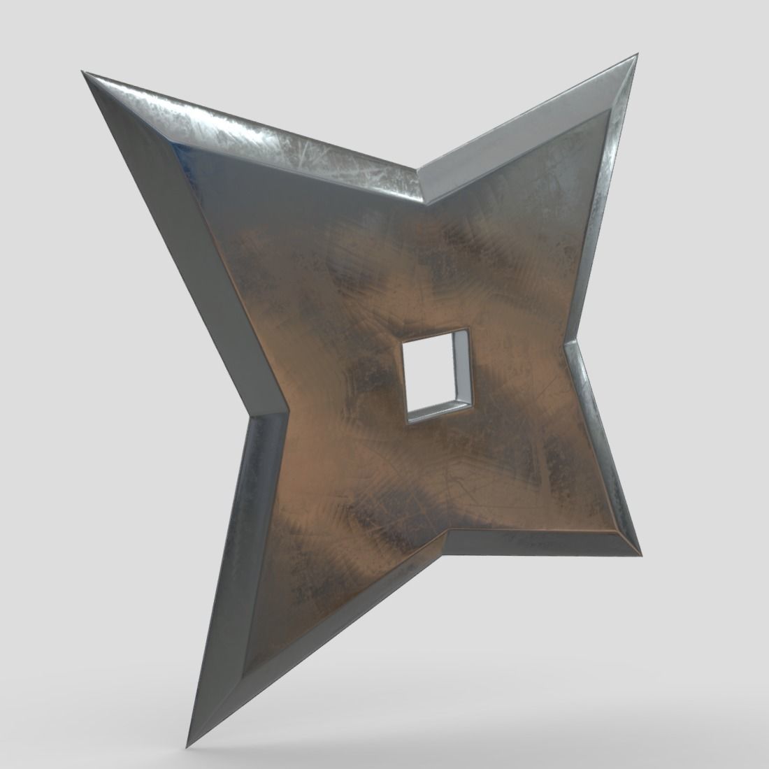 Shuriken 5 metal star Low-poly 3D model_8