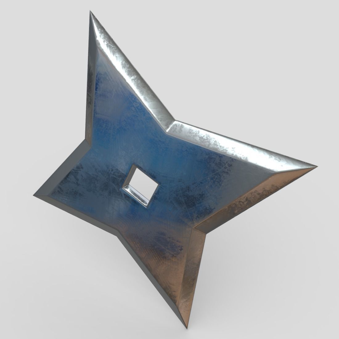 Shuriken 5 metal star Low-poly 3D model_4
