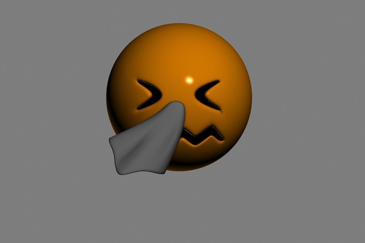 Emoji Sneezing Face 3D model_2