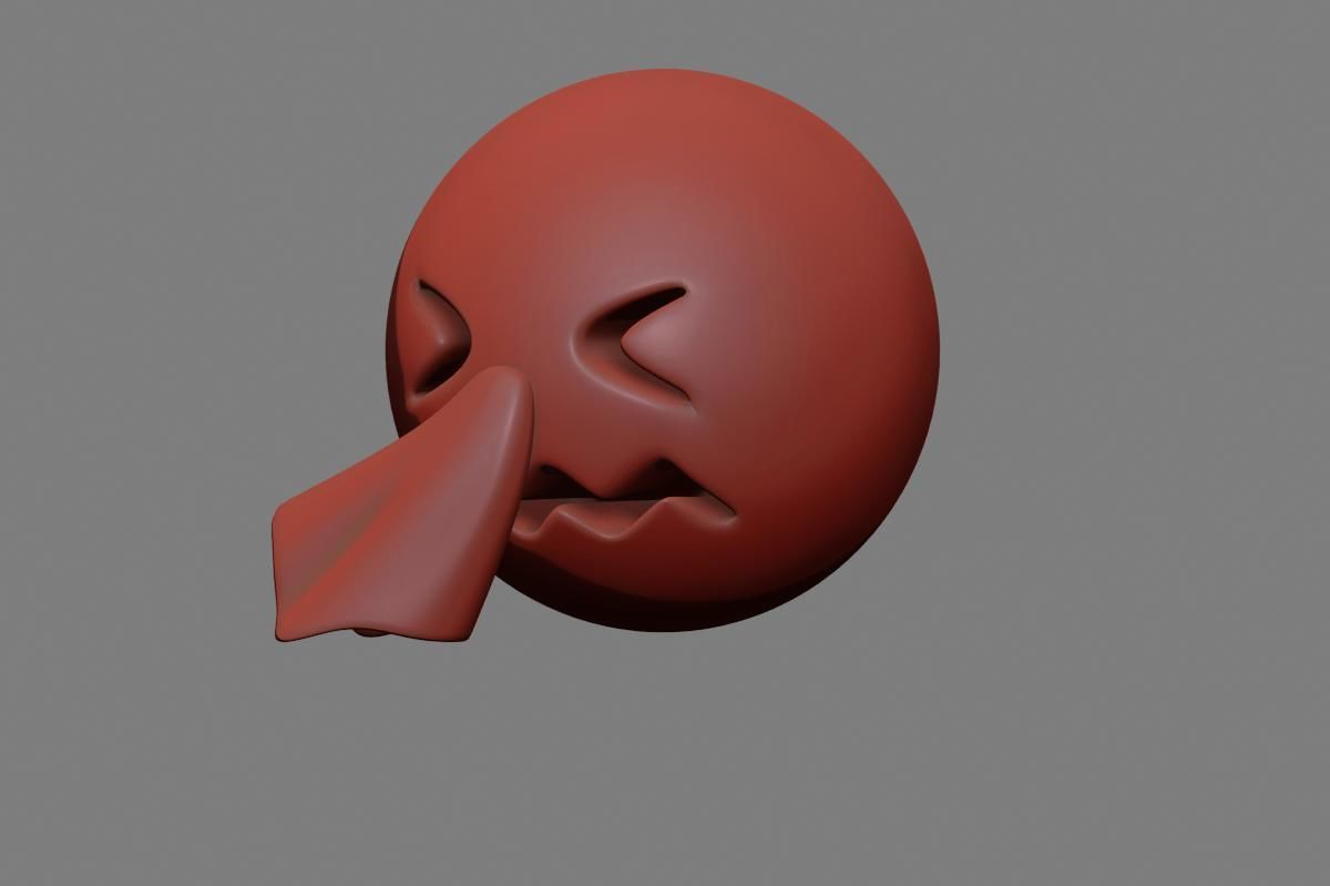Emoji Sneezing Face 3D model_25
