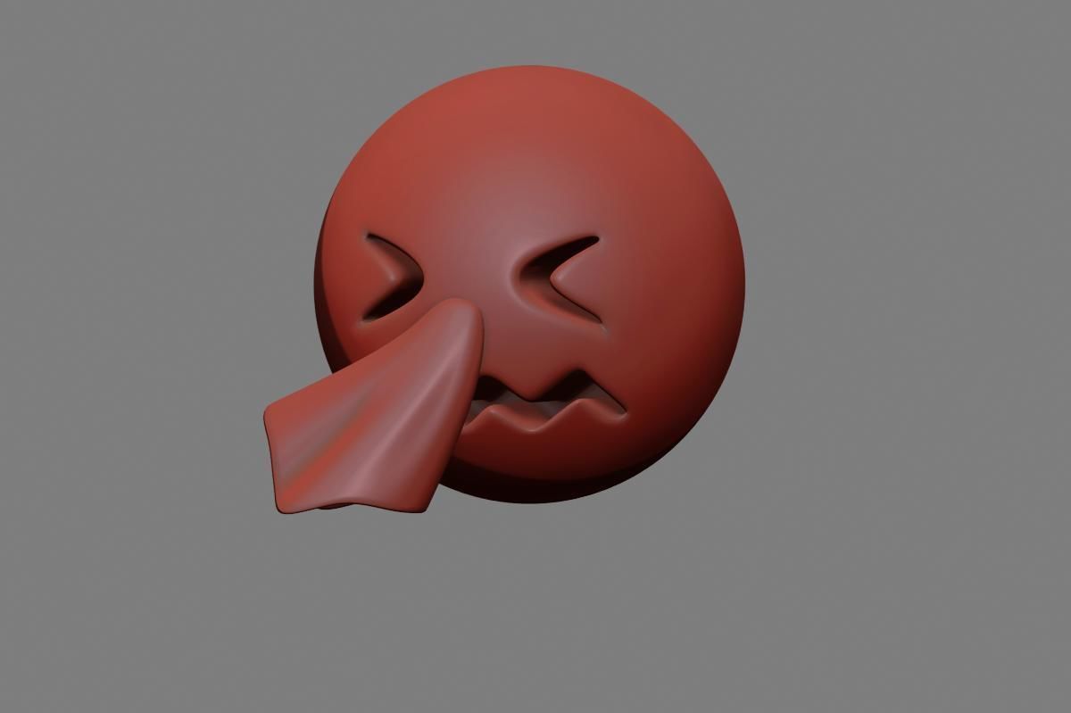 Emoji Sneezing Face 3D model_24