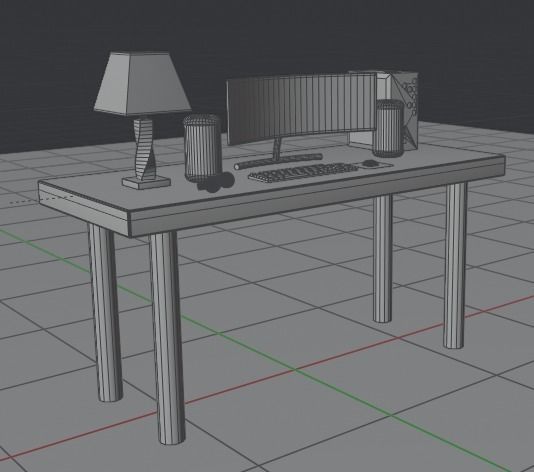 Desktop Computer Low-poly 3D model_8