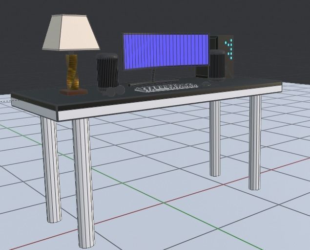 Desktop Computer Low-poly 3D model_7