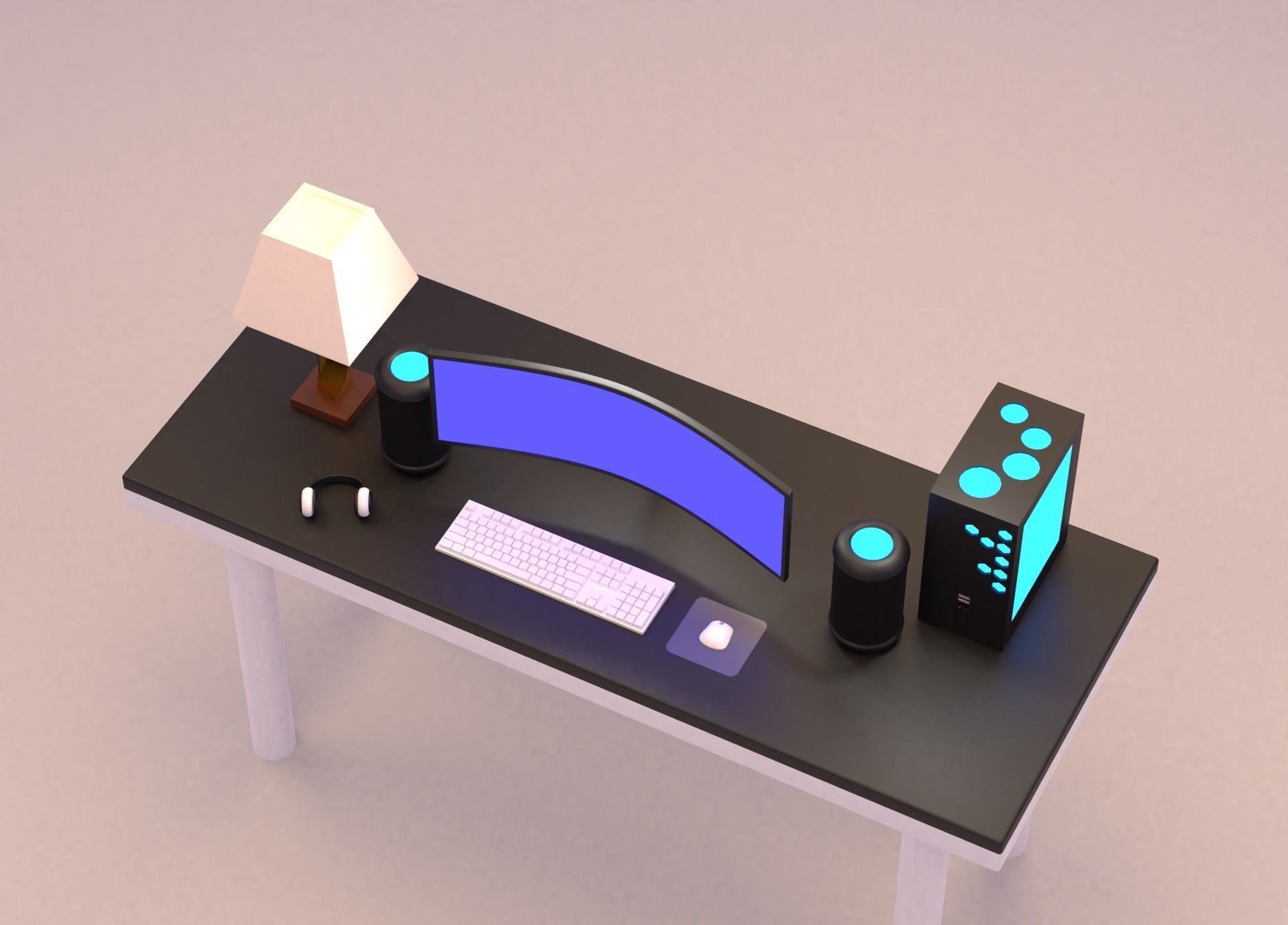 Desktop Computer Low-poly 3D model_6