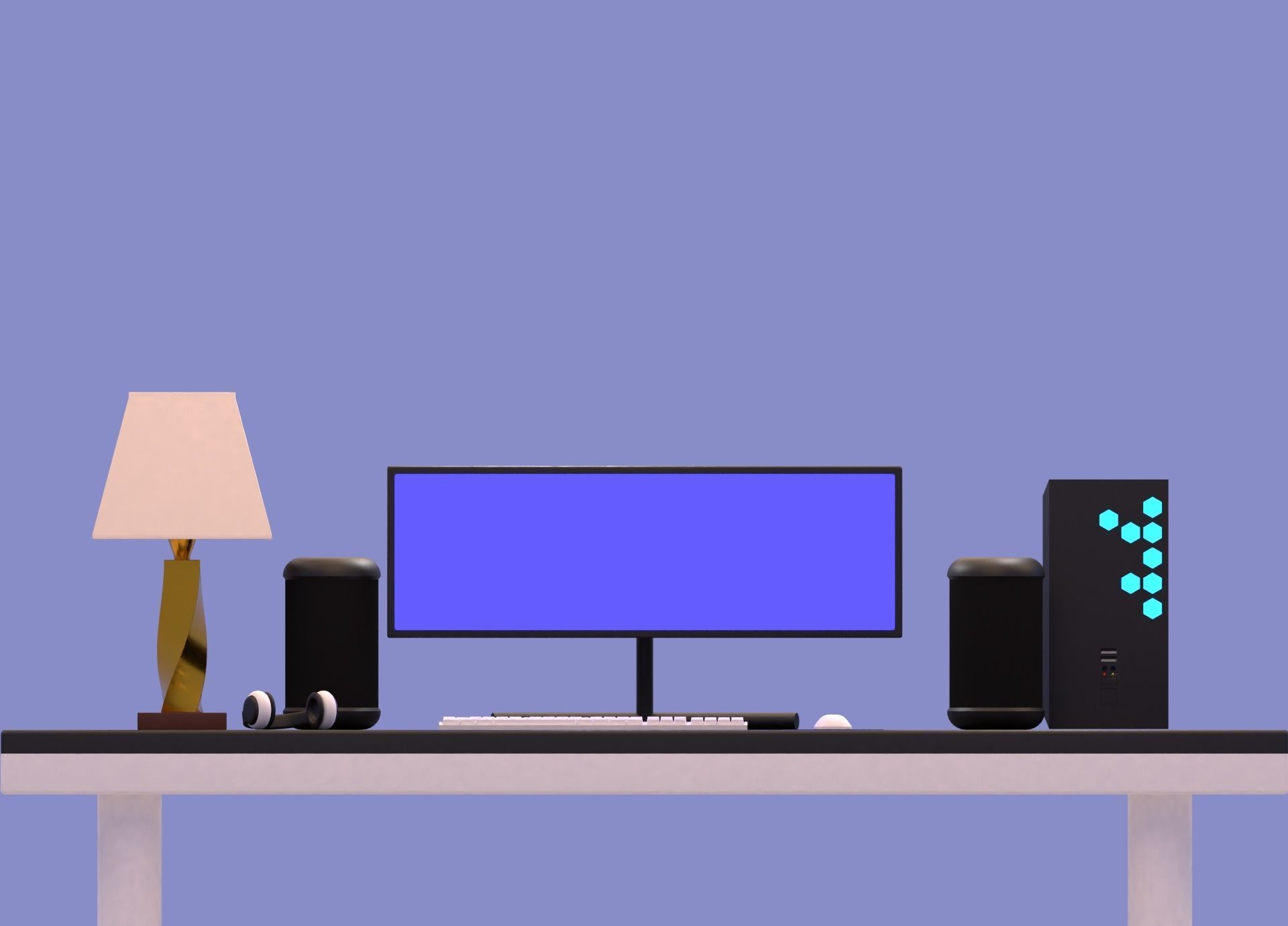 Desktop Computer Low-poly 3D model_2