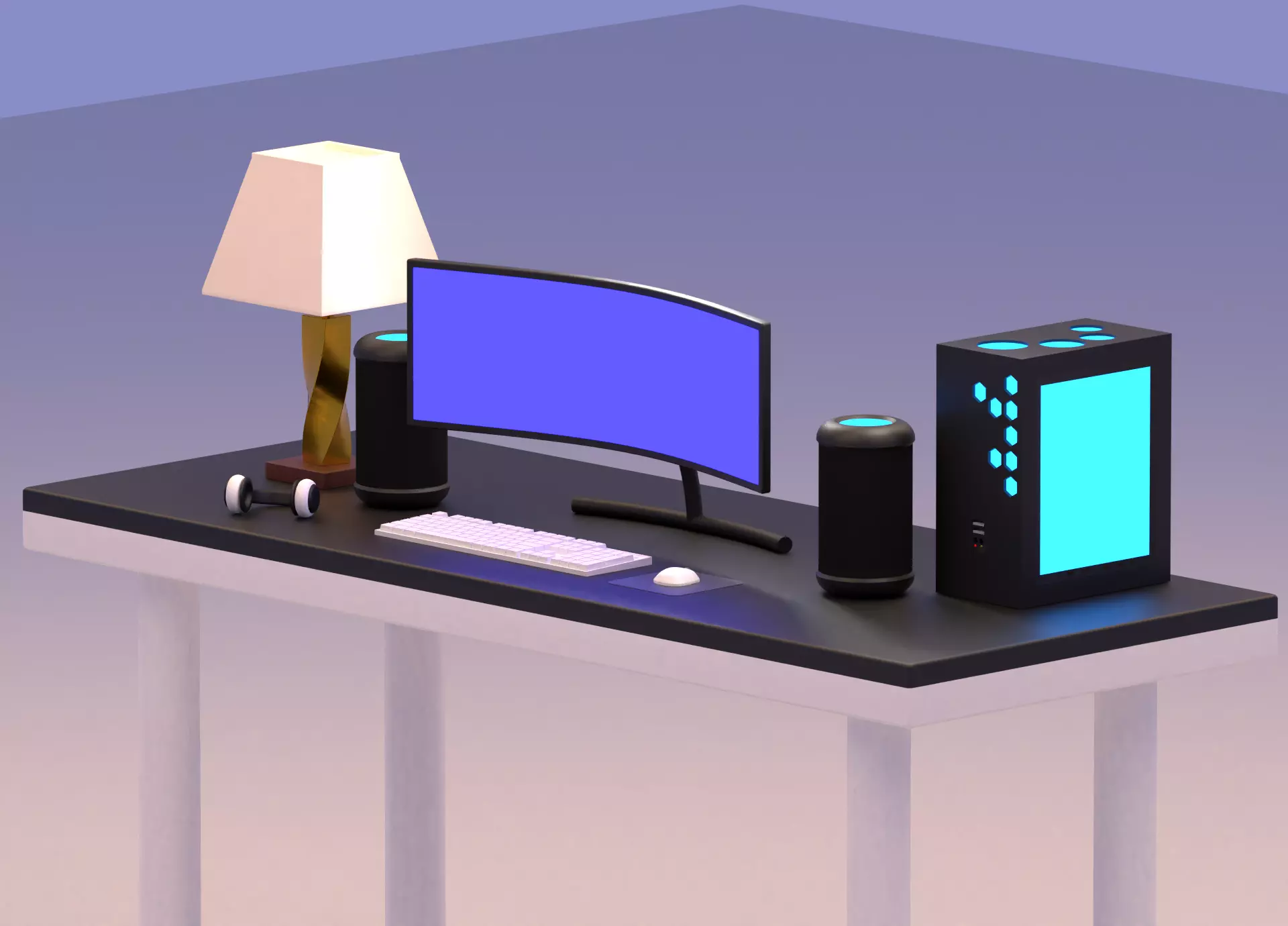 Desktop Computer Low-poly 3D model_0
